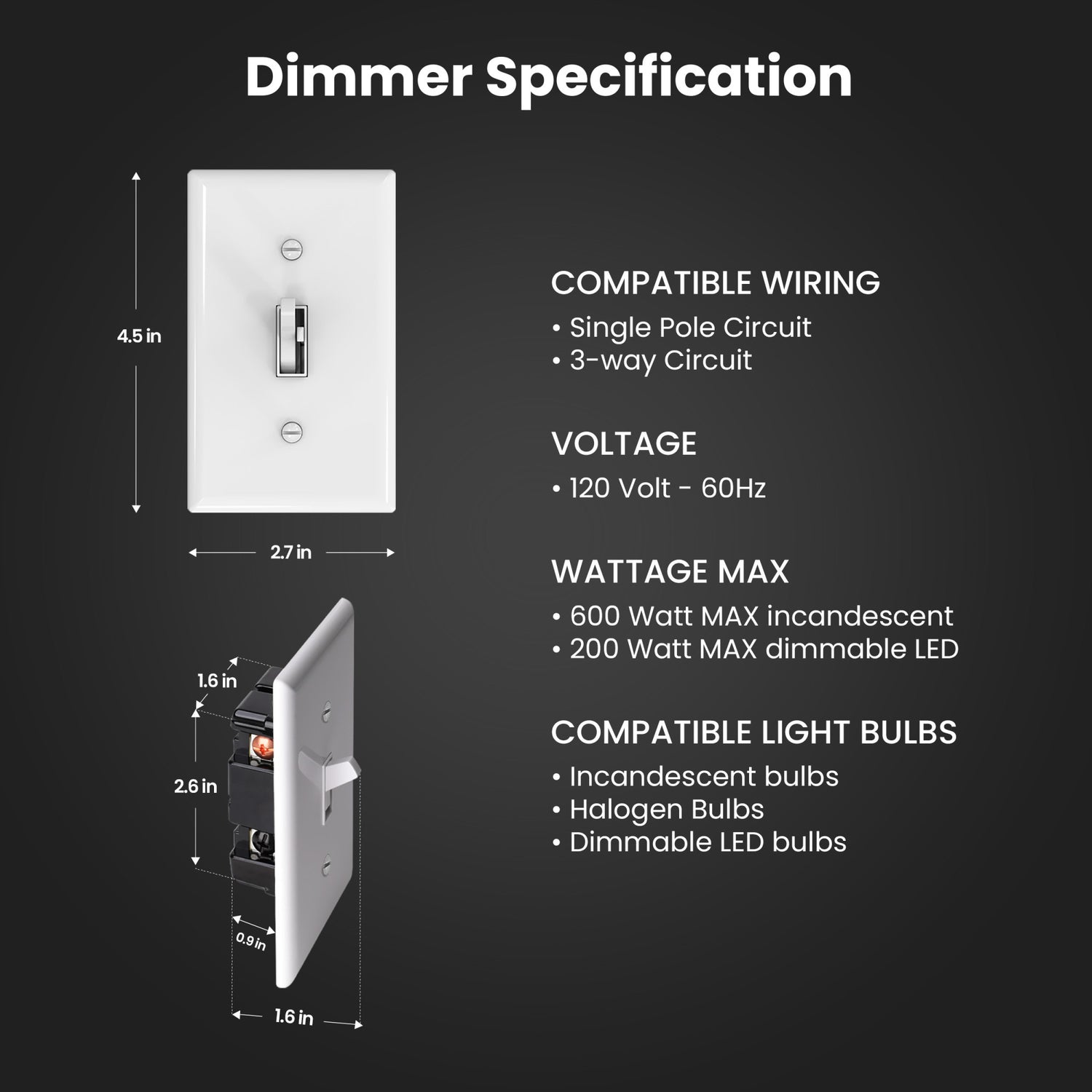 Light Switch with Dimmer (2-Pack)