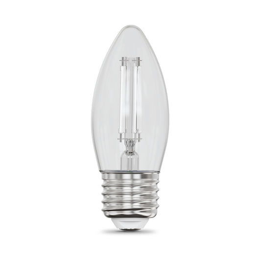 5.5W (60W Equivalent) Selectable White E26 Base BA10 Dimmable Torpedo Tip White Filament LED Bulb (3-Pack)