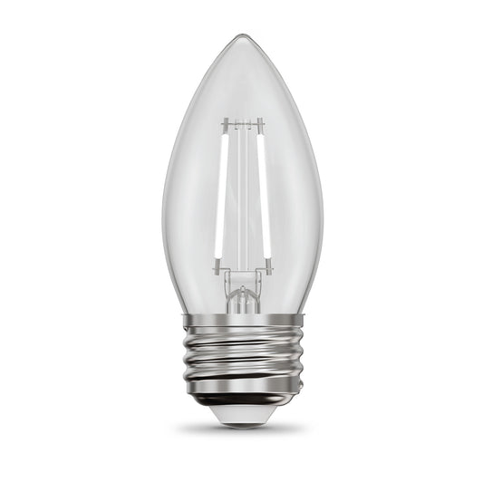 5.5W (60W Equivalent) True White (3500K) E26 Base B10 Torpedo Tip White Filament LED Bulb (3-Pack)