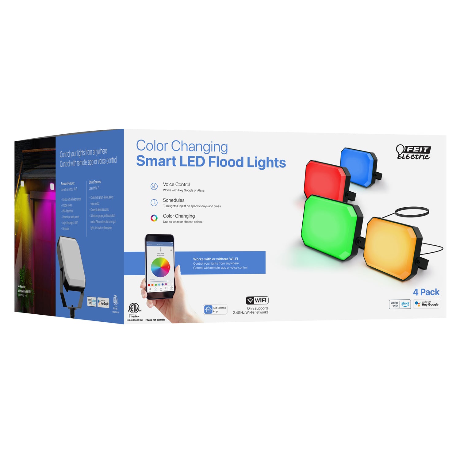 4-Pack Color Changing Smart Flood Lights with Remote