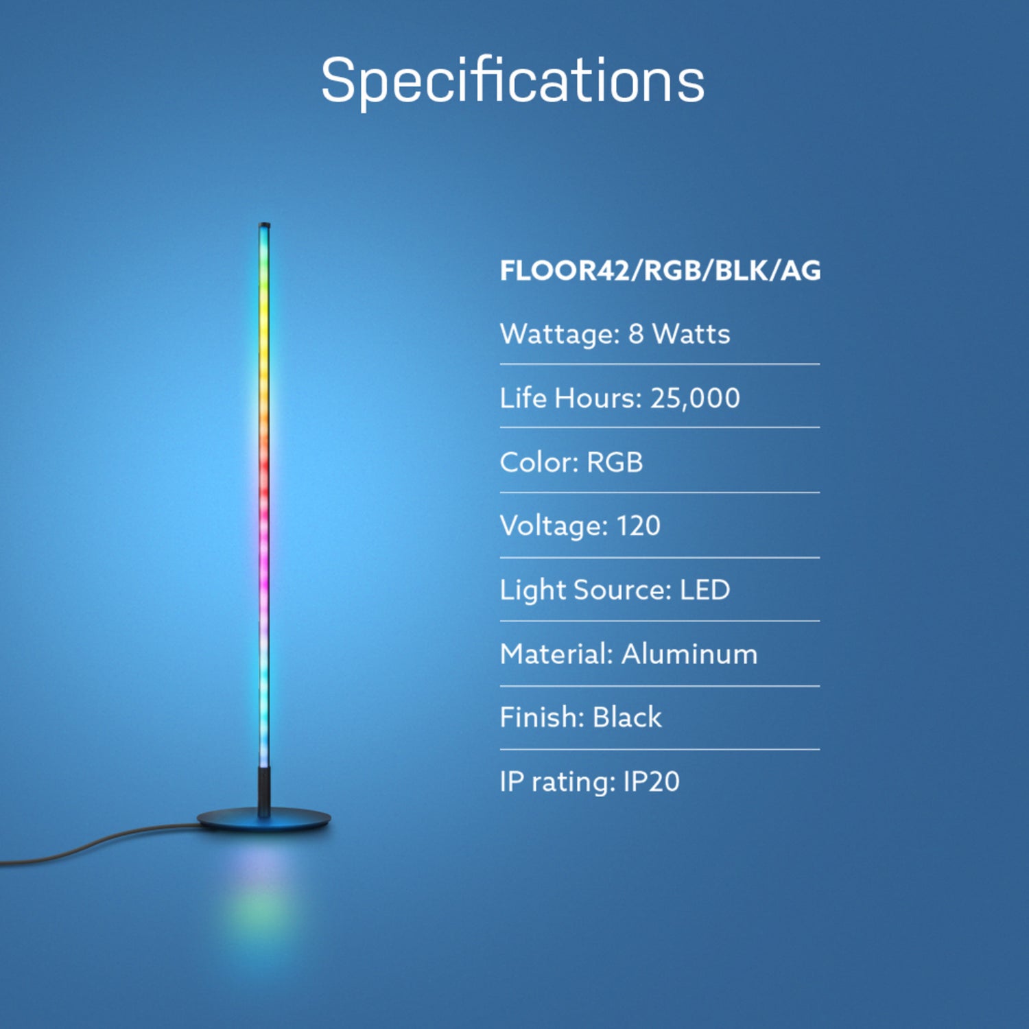 42 in. RGB Smart Wi-Fi LED Floor Lamp with Music Sync Alexa Google