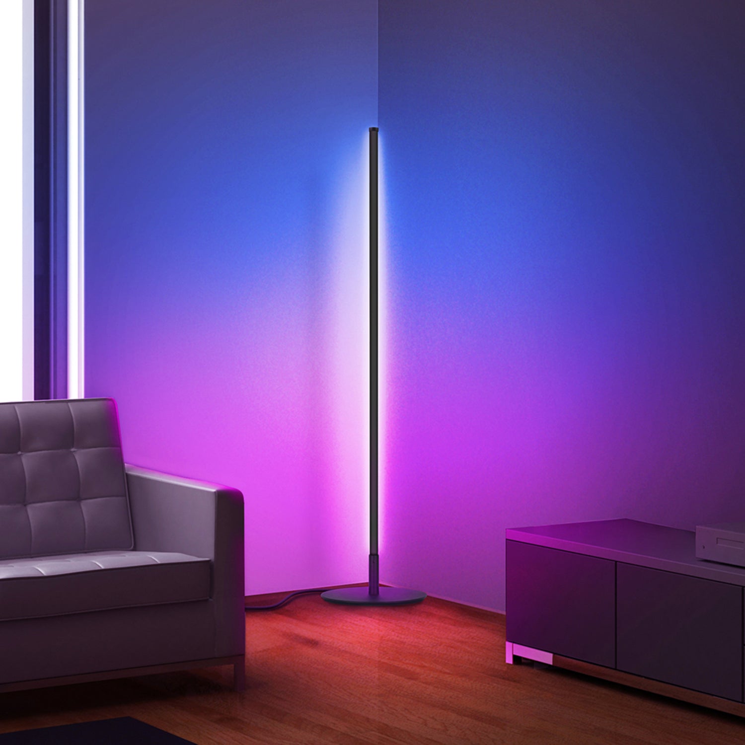 42 in. RGB Smart Wi-Fi LED Floor Lamp with Music Sync Alexa Google