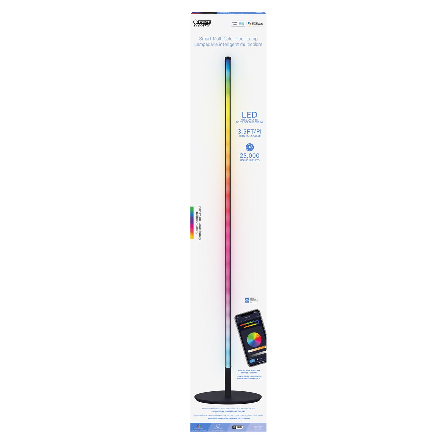 42 in. Smart Wi-Fi Multi-Color LED Floor Lamp with Music Sync Alexa Google (4-Pack)