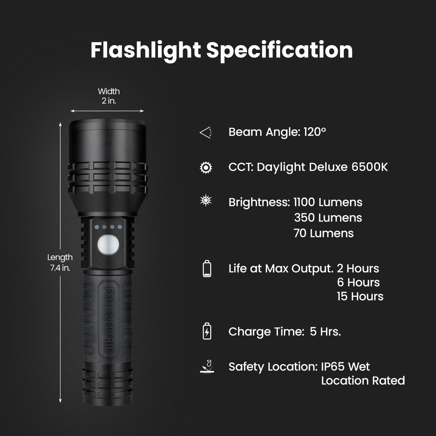 7.3 in. Long Range LED Flashlight