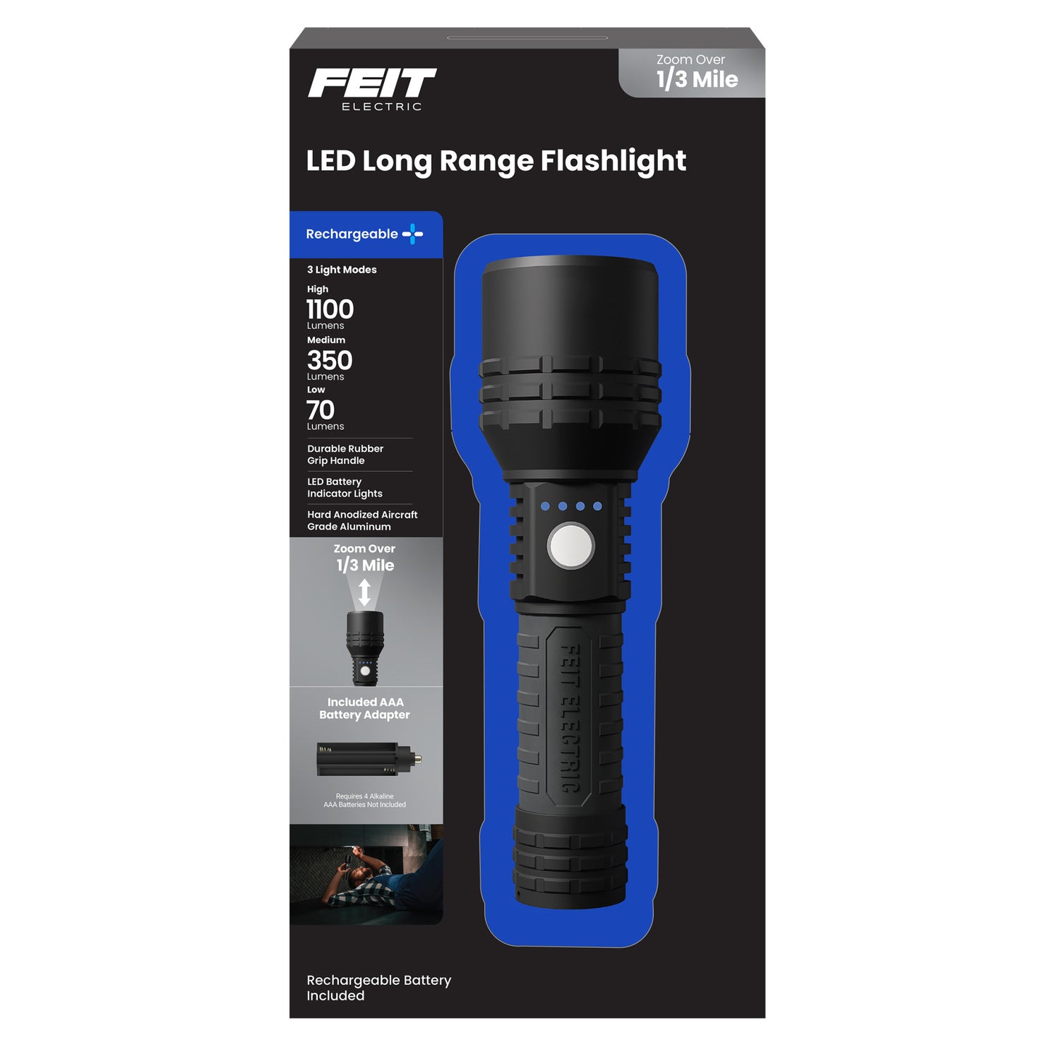 7.3 in. Long Range LED Flashlight