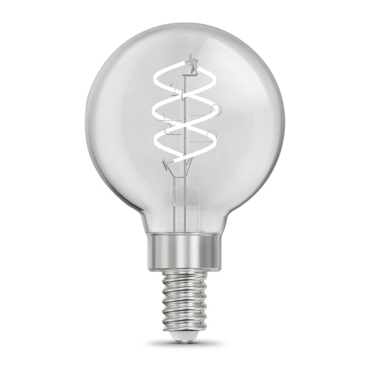 5.2W (60W Equivalent) Soft White (2700K) G16 1/2 Globe Shape (E12 Base) Spiral Exposed White Filament LED Bulb (2-Pack)