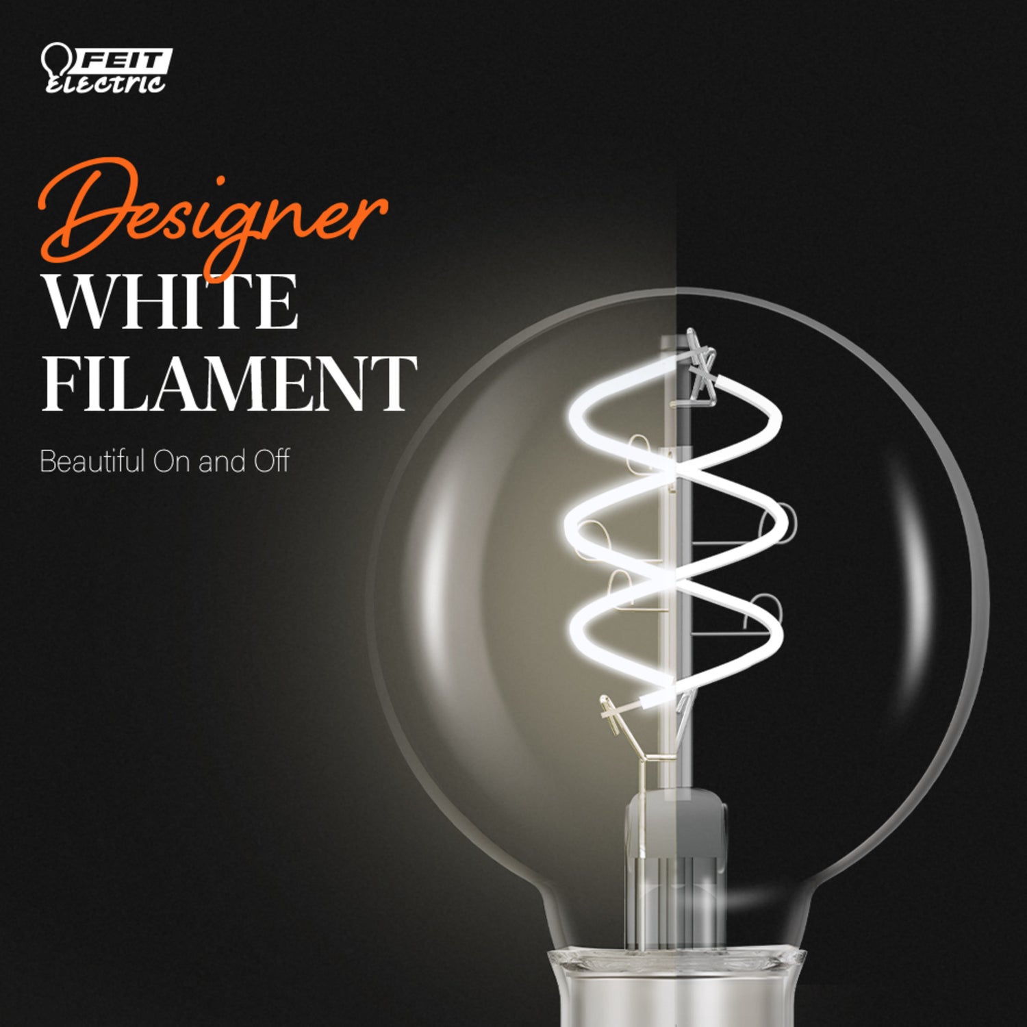 5.2W (60W Equivalent) Soft White (2700K) G16 1/2 Globe Shape (E12 Base) Spiral Exposed White Filament LED Bulb (2-Pack)