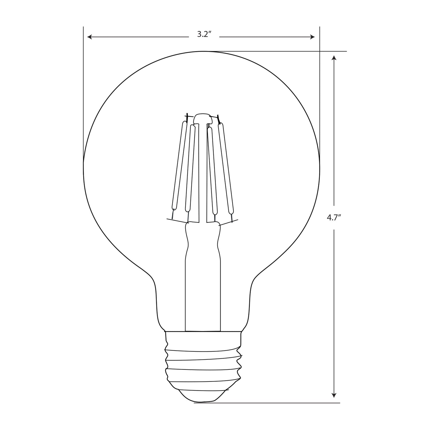 5W (40W Replacement) G25 E26 Dimmable Straight Filament Amber Glass Vintage Edison LED Light Bulb, Soft White