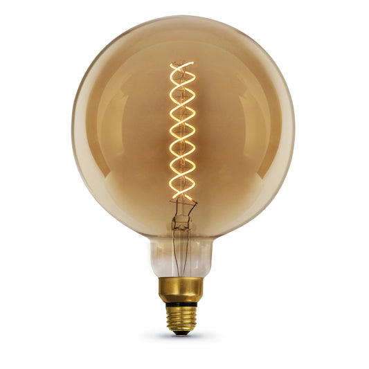 6.5W (60W Replacement) G63 E26 Dimmable Spiral Filament Amber Glass Vintage Edison LED Light Bulb, Warm White
