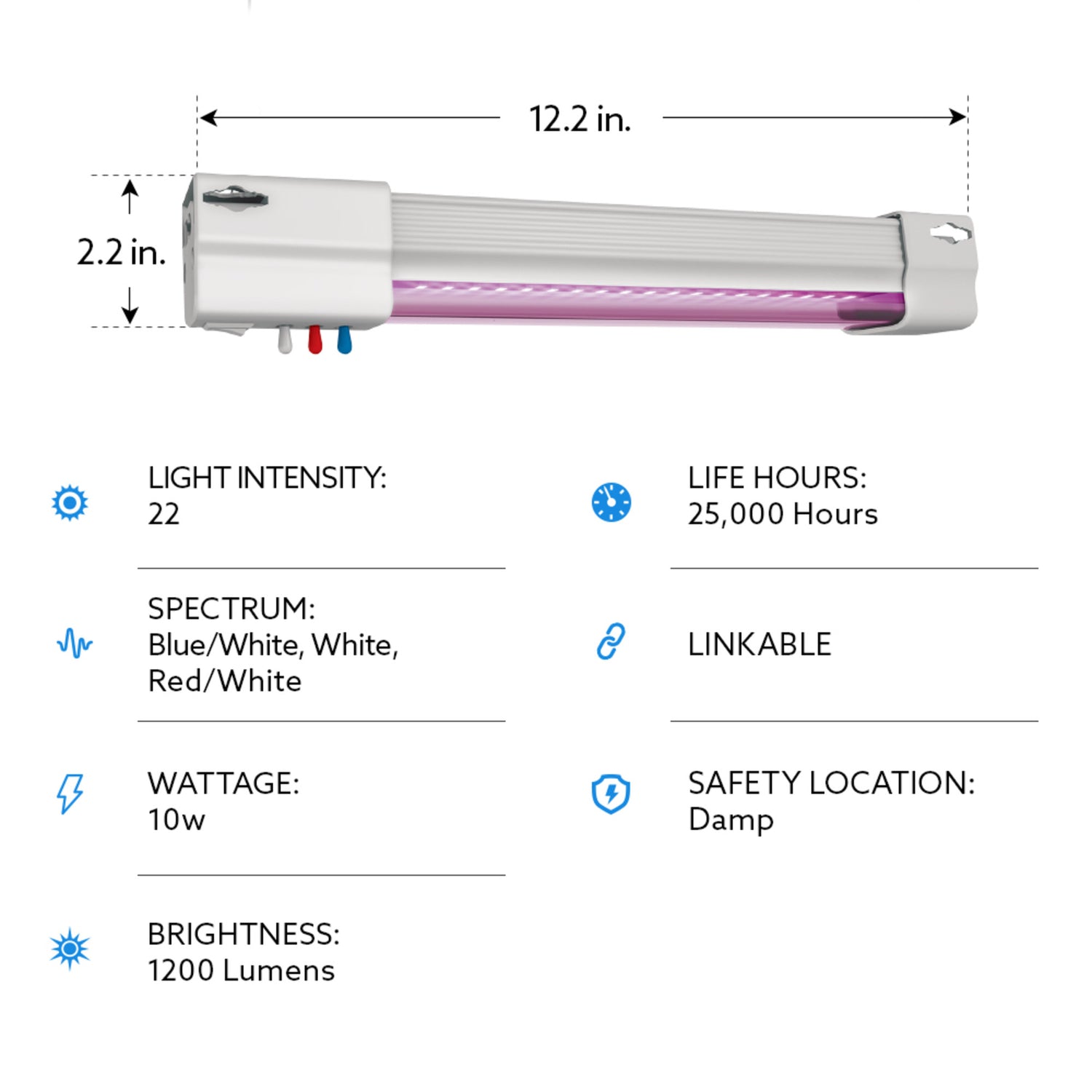 12 in. Vertical Mount Full Spectrum LED Grow Light