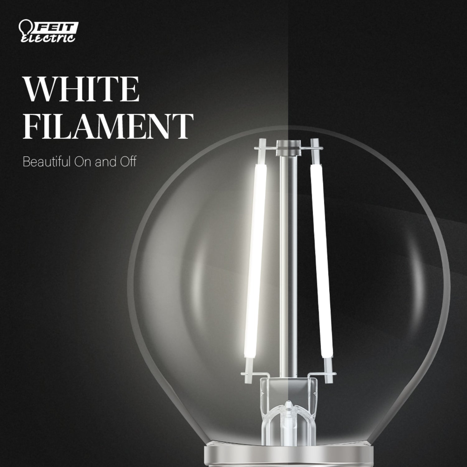 5.5W (60W Equivalent) True White (3500K) G16 1/2 Globe Shape (E26 Base) Exposed White Filament LED Bulb (2-Pack)