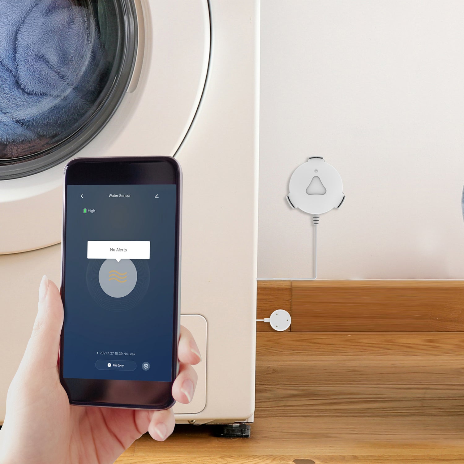 Battery-Powered Smart Home Wi-Fi Connected Wireless Water Sensor, No Hub Required