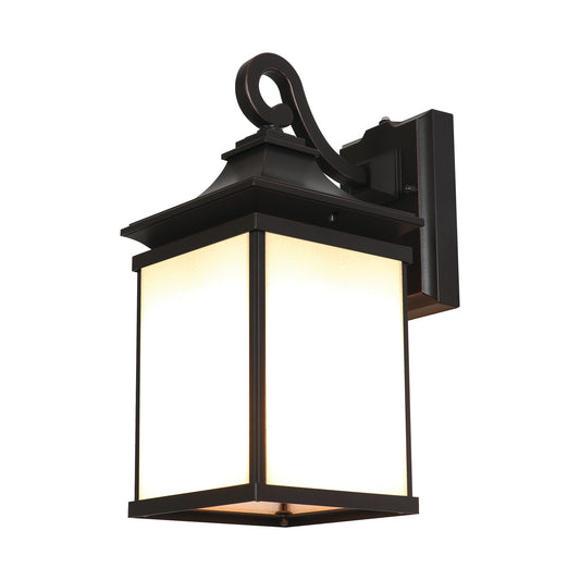 15 In. Soft White Dusk To Dawn LED Solid And Flame Effect Outdoor Lantern