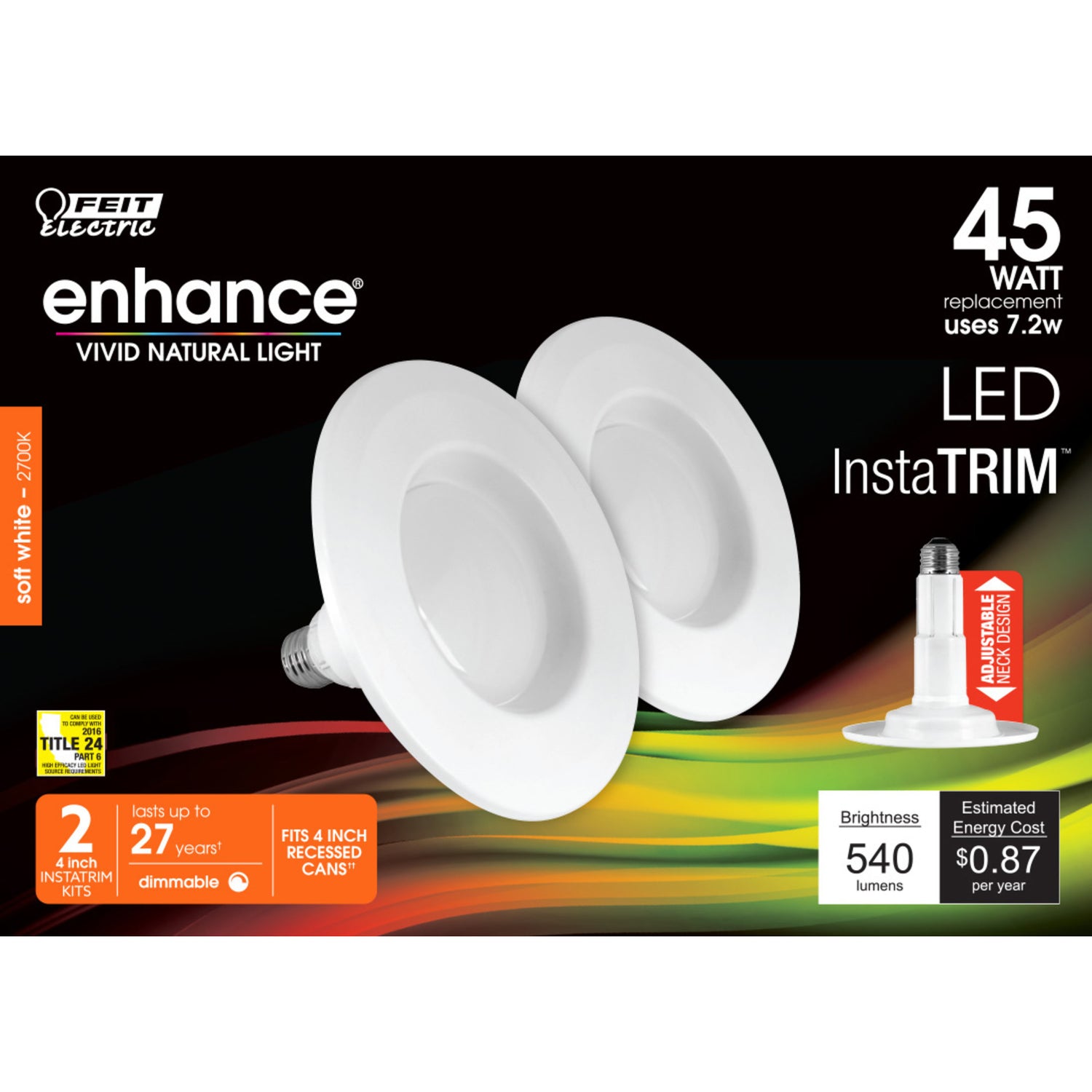 InstaTrim 4 in. Soft White Integrated LED Recessed Downright (2-pack)