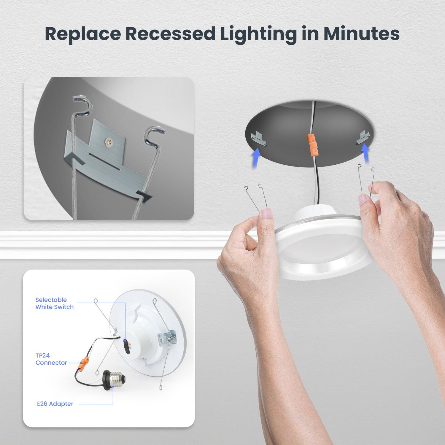 5-6 in. 11.1W (75W Replacement) Selectable White LED Downlight with Night Light