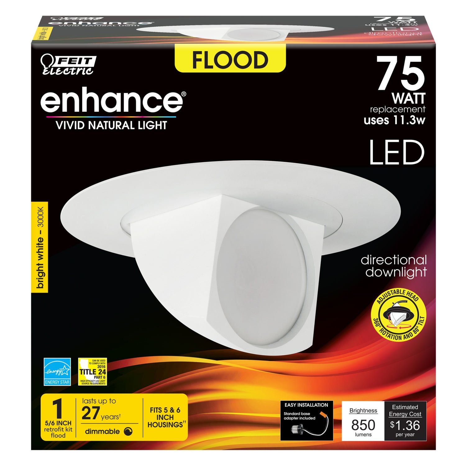 75W Equivalent Bright White 5/6 in. Adjustable LED Recessed Downlight