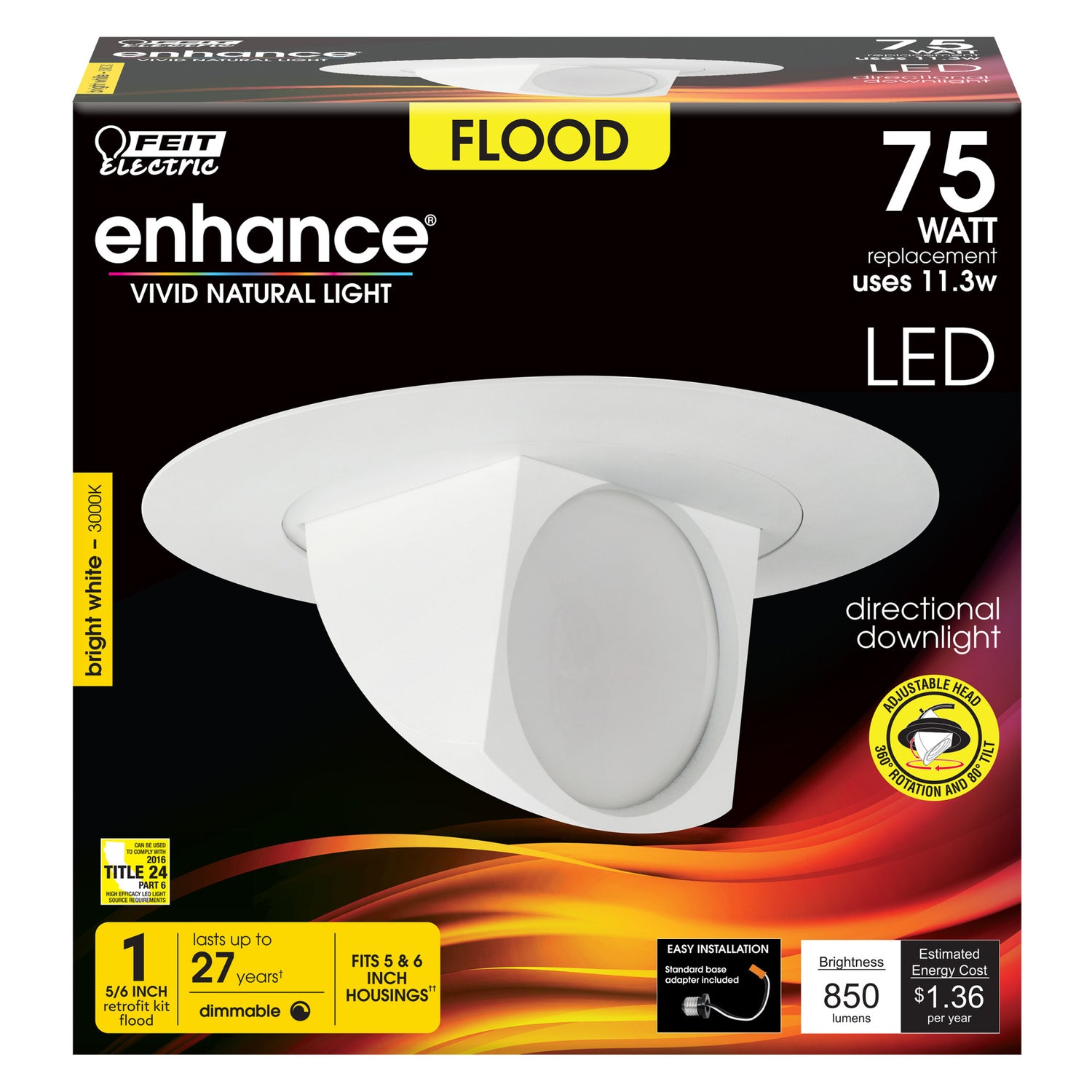 75W Equivalent Bright White 5/6 in. Adjustable LED Recessed Downlight