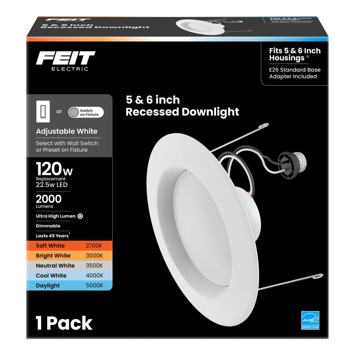 5-6 in. 120W Replacement Adjustable White Dimmable High Output Enhance LED Recessed Downlight