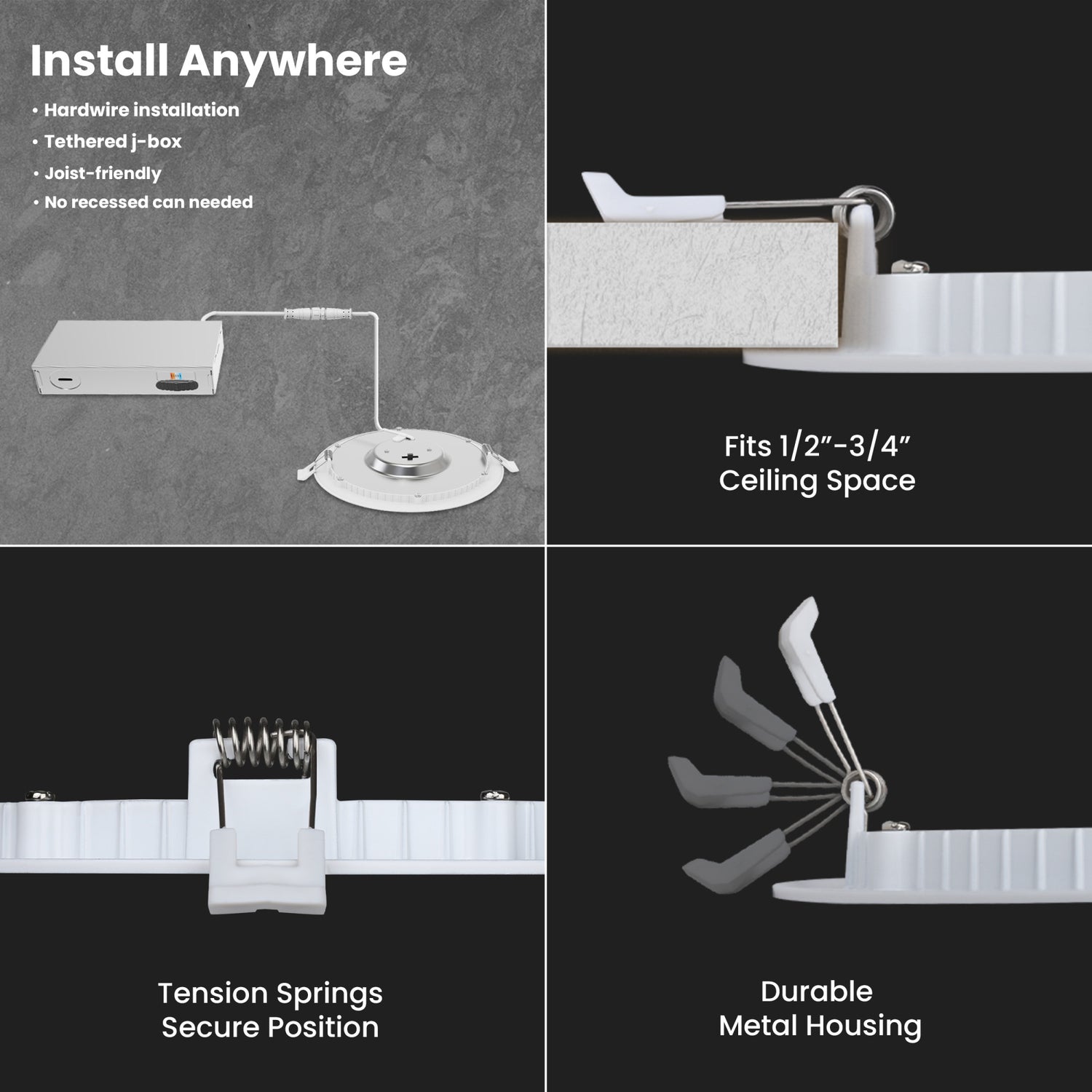 6 in. Tethered J-Box Selectable White (5CCT) High Output LED Downlight With Night Light Mode