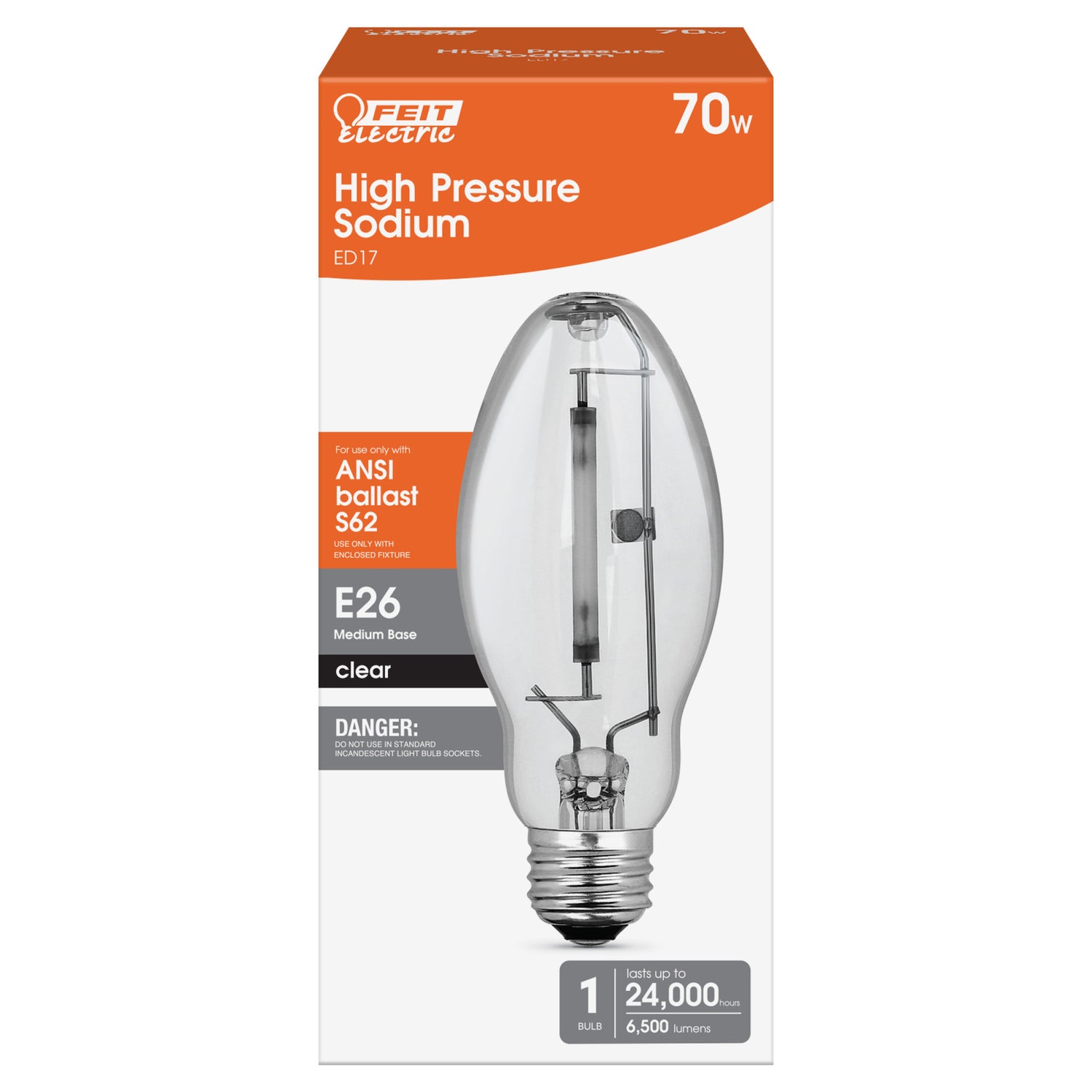 70-Watt Warm White (2000K) ED17 Shape E26 Base High Pressure Sodium HID Light Bulb