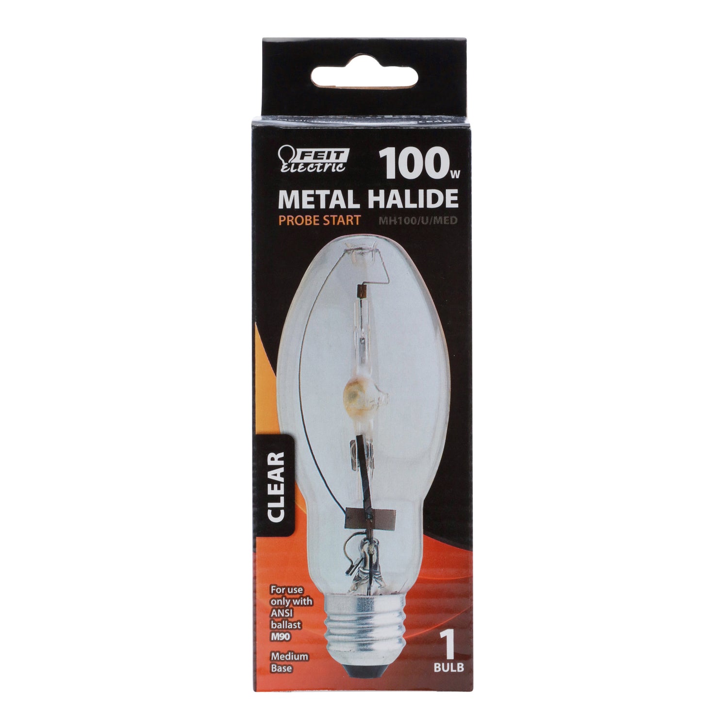100W Cool White (4000K) ED17 Shape E26 Medium Base Clear Metal Halide High Intensity Discharge HID Light Bulb