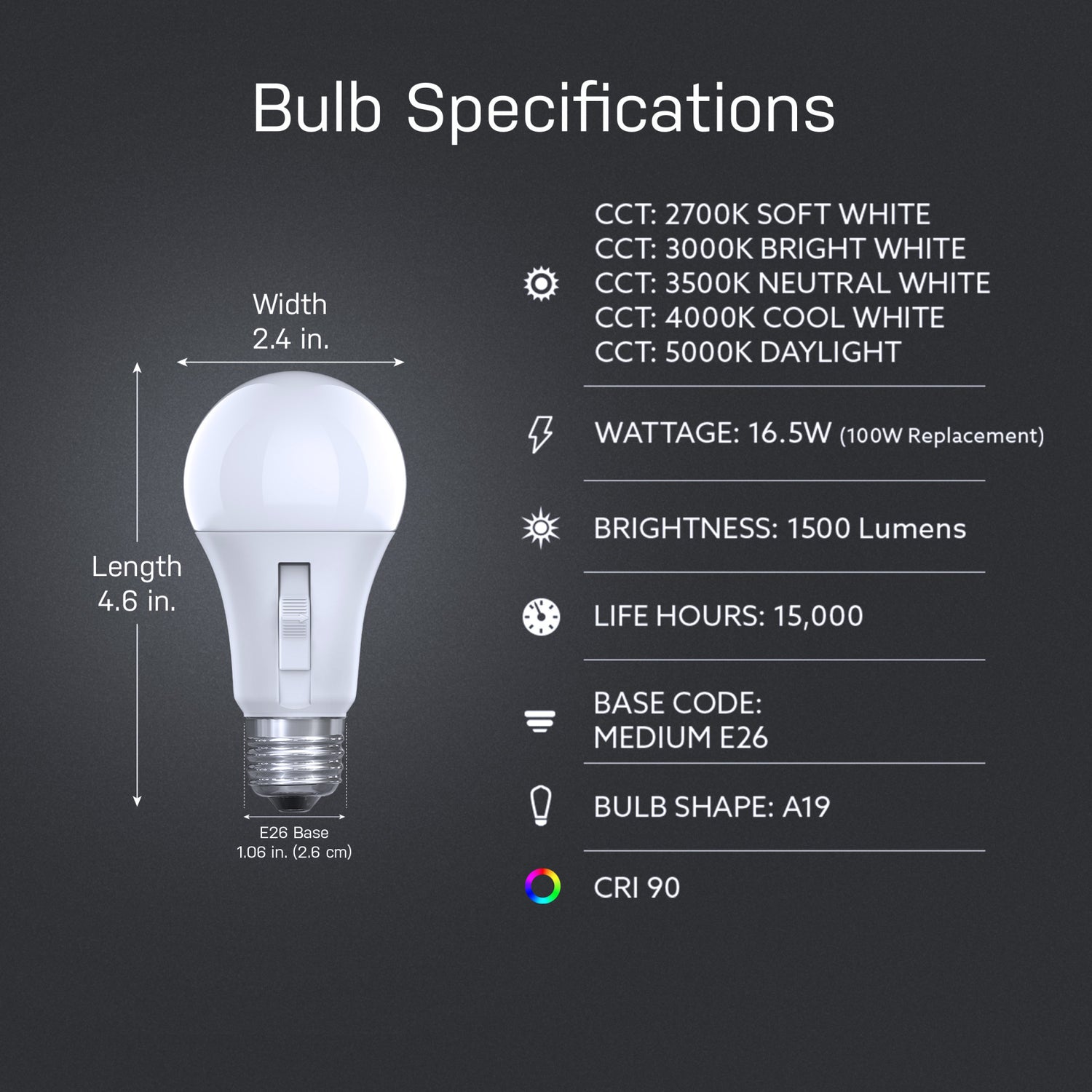 16.5W (100W Replacement) Adjustable White E26 Base Non-Dimmable Motion Sensor LED Bulb
