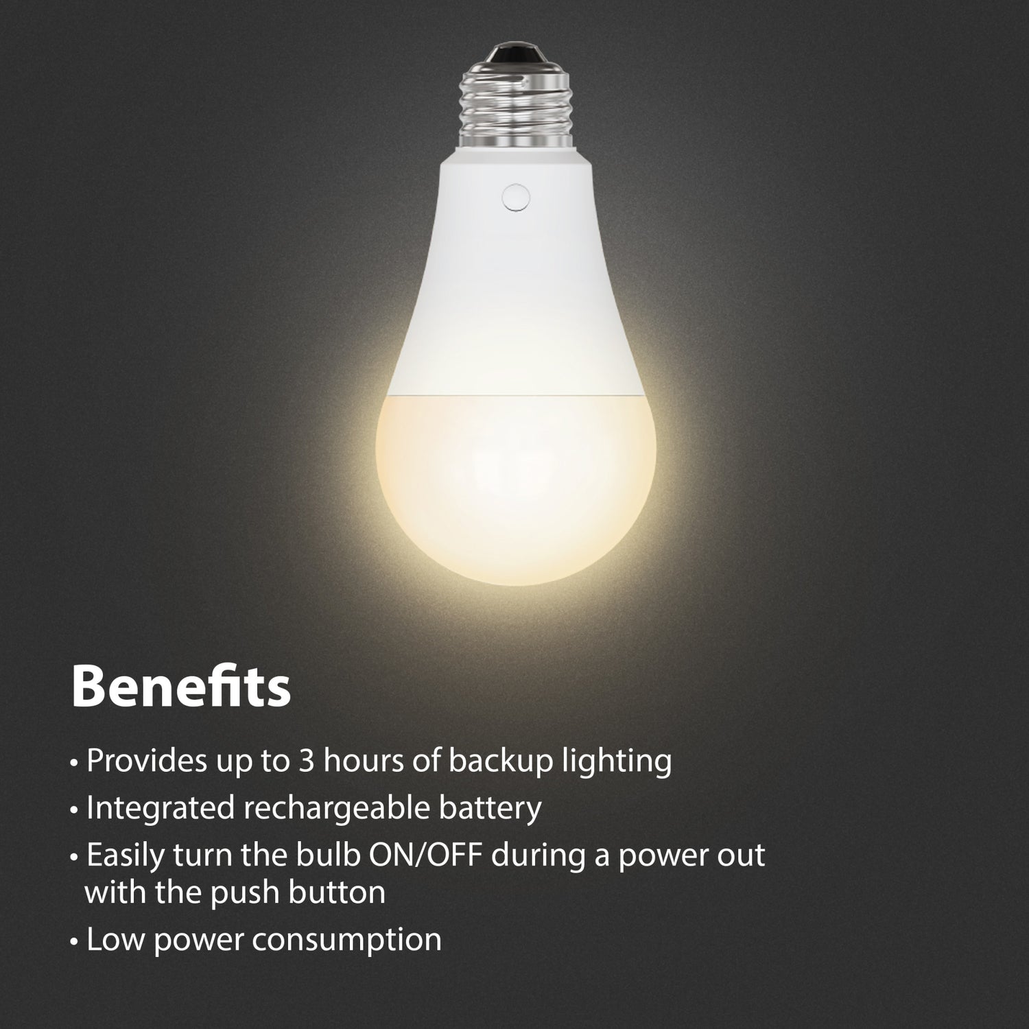 8.8W (60W Replacement) Adjustable White Rechargeable Battery-Powered LED Bulb with Remote