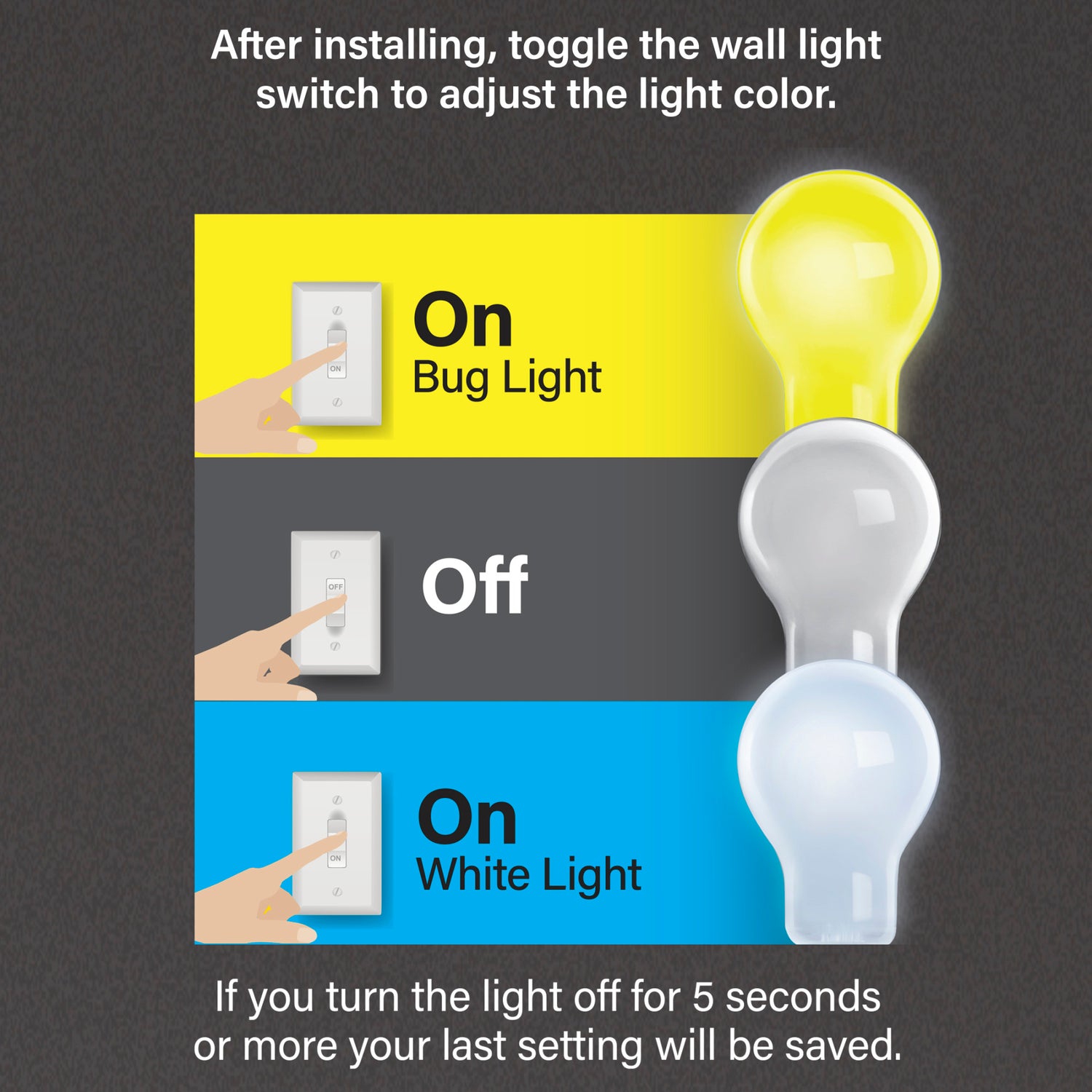 60W Equivalent A19 Color Selectable LED Bug Light