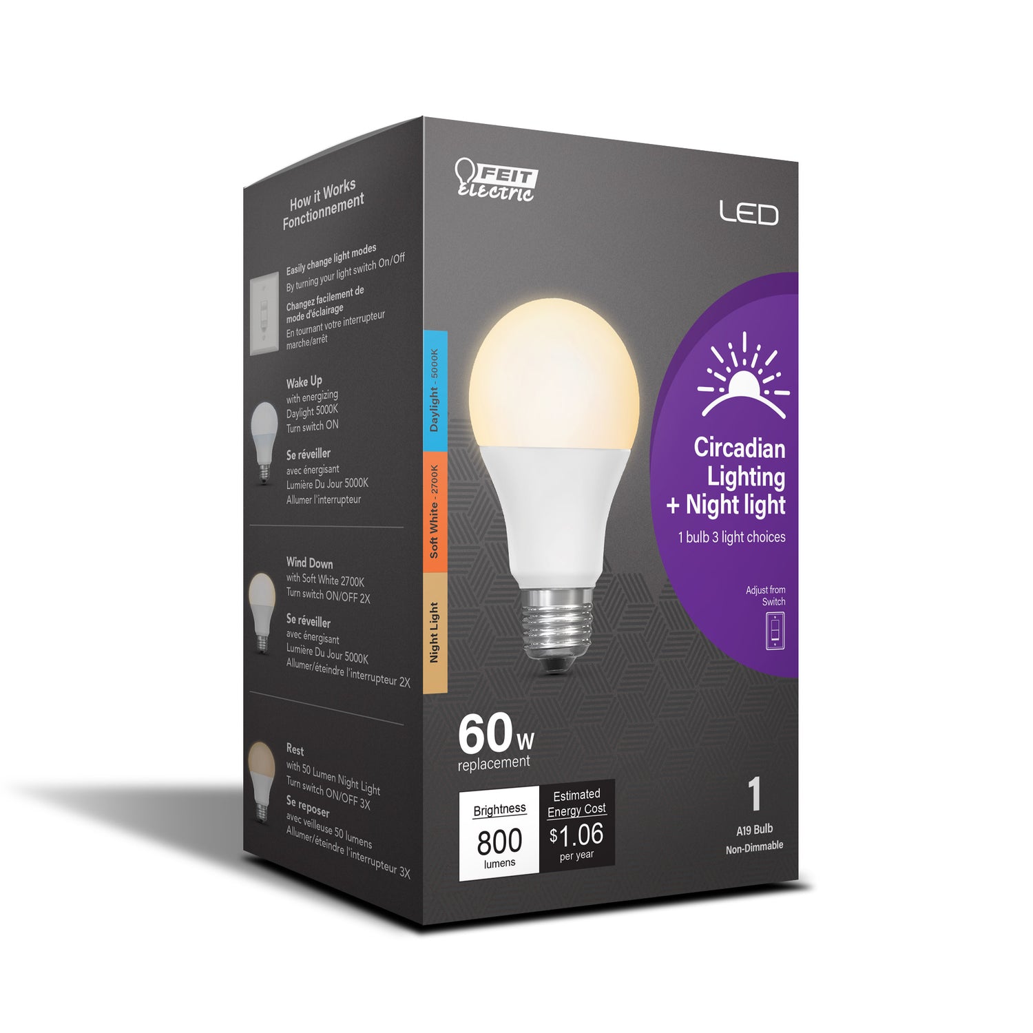 A19 Day & Night Circadian + Night Light LED Light Bulb