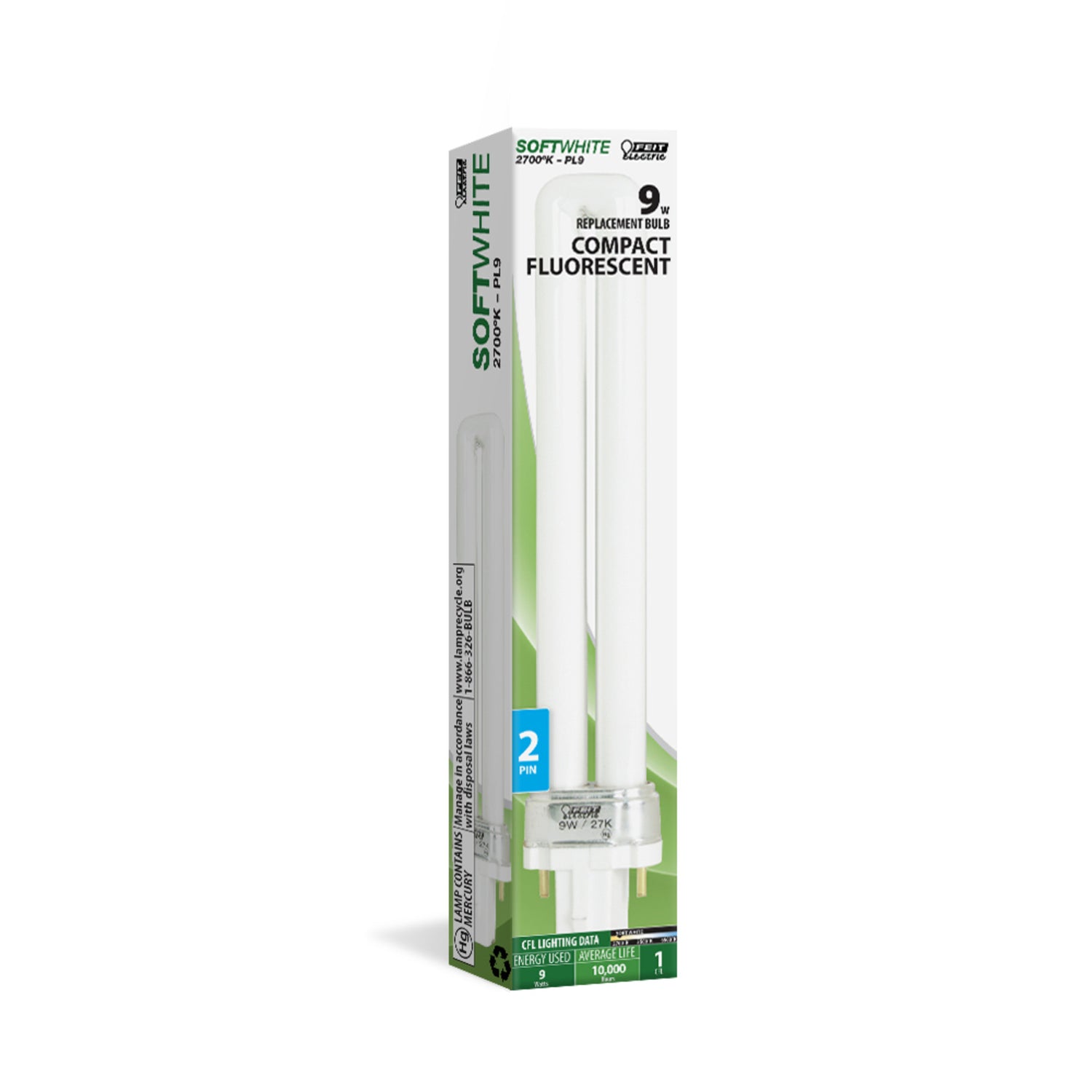 9W Soft White (2700K) PL G23 Base Compact Fluorescent Bulb