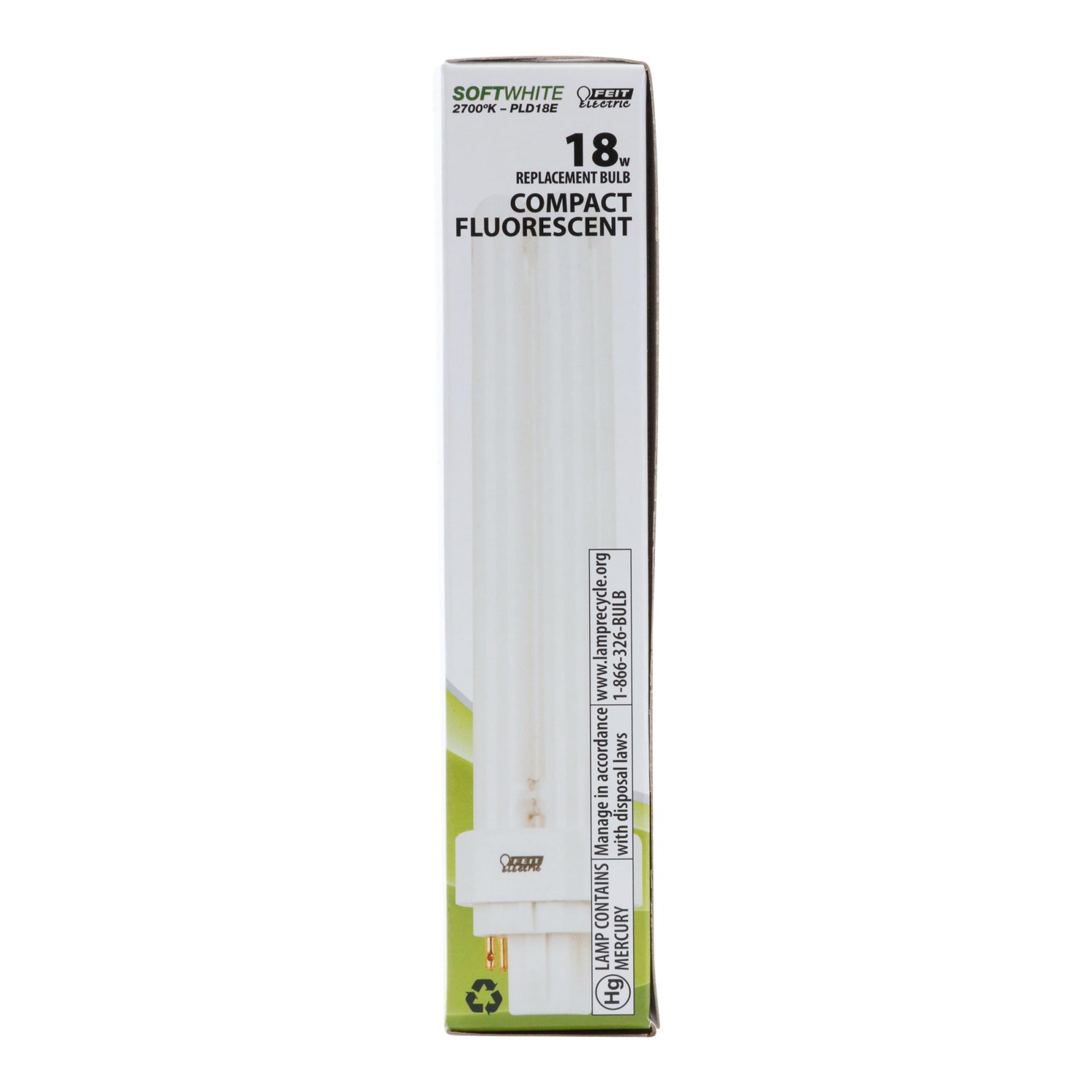 18W Soft White (2700K) G24q-2 Base Double Twin Tube Compact Fluorescent PL Bulb