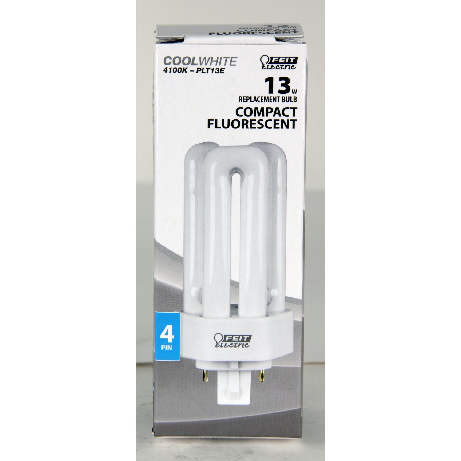 13W Cool White (4100K) G24Q-1 Base Triple Twin Tube Compact Fluorescent PL Bulb