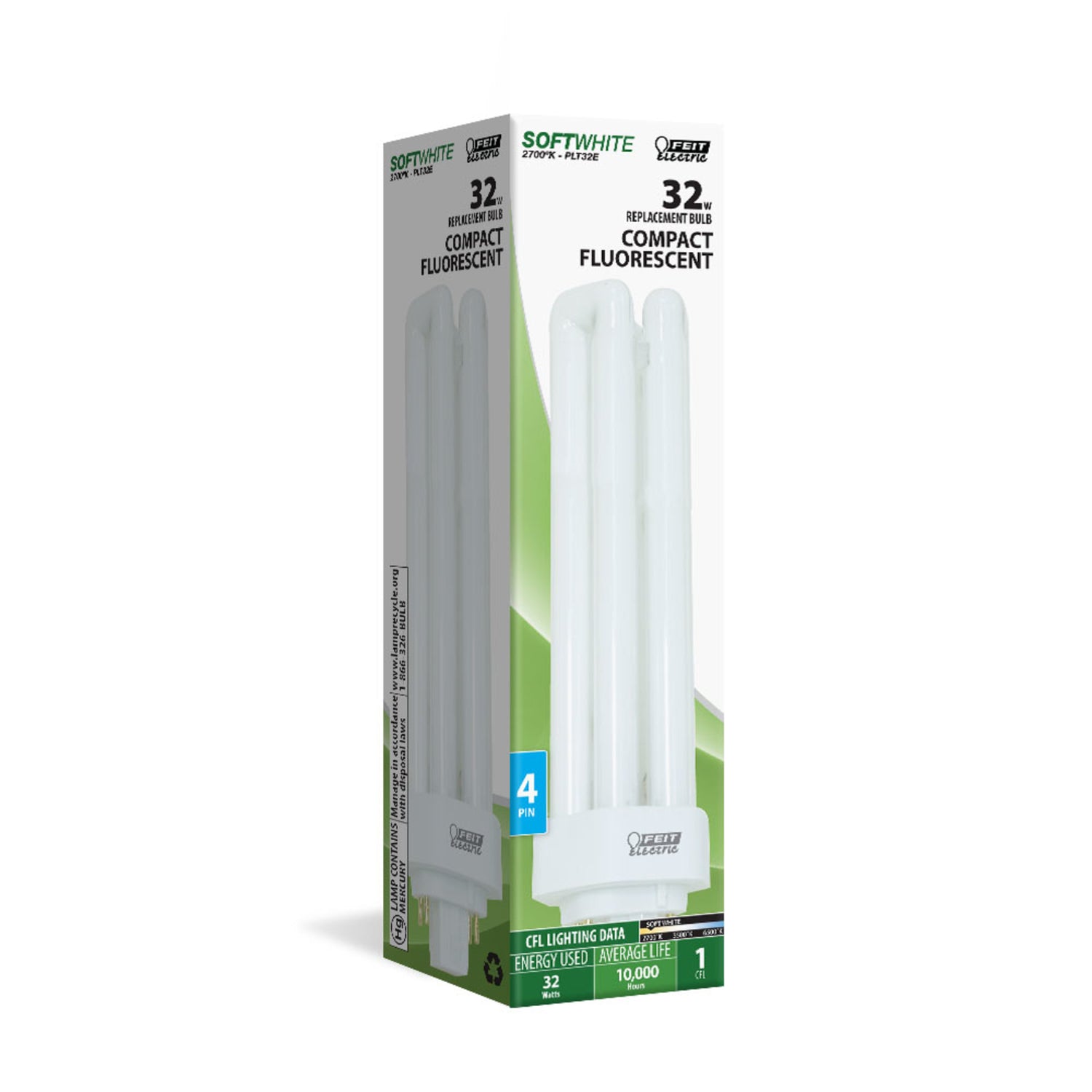 32W Soft White (2700K) GX24q-3 Base Triple Twin Tube Compact Fluorescent PL