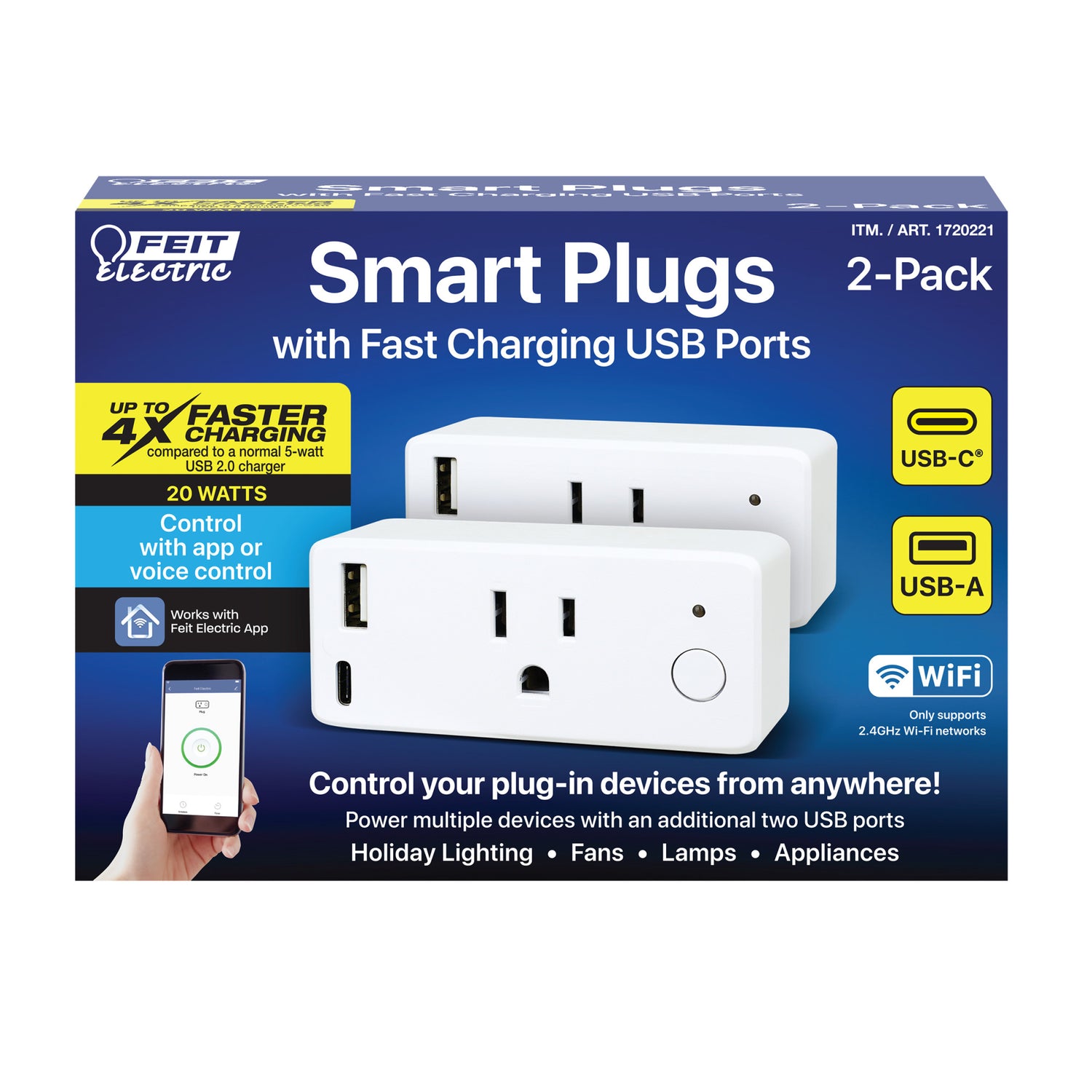 Smart Wi-Fi Plug with USB-A and USB-C Port (2-Pack)