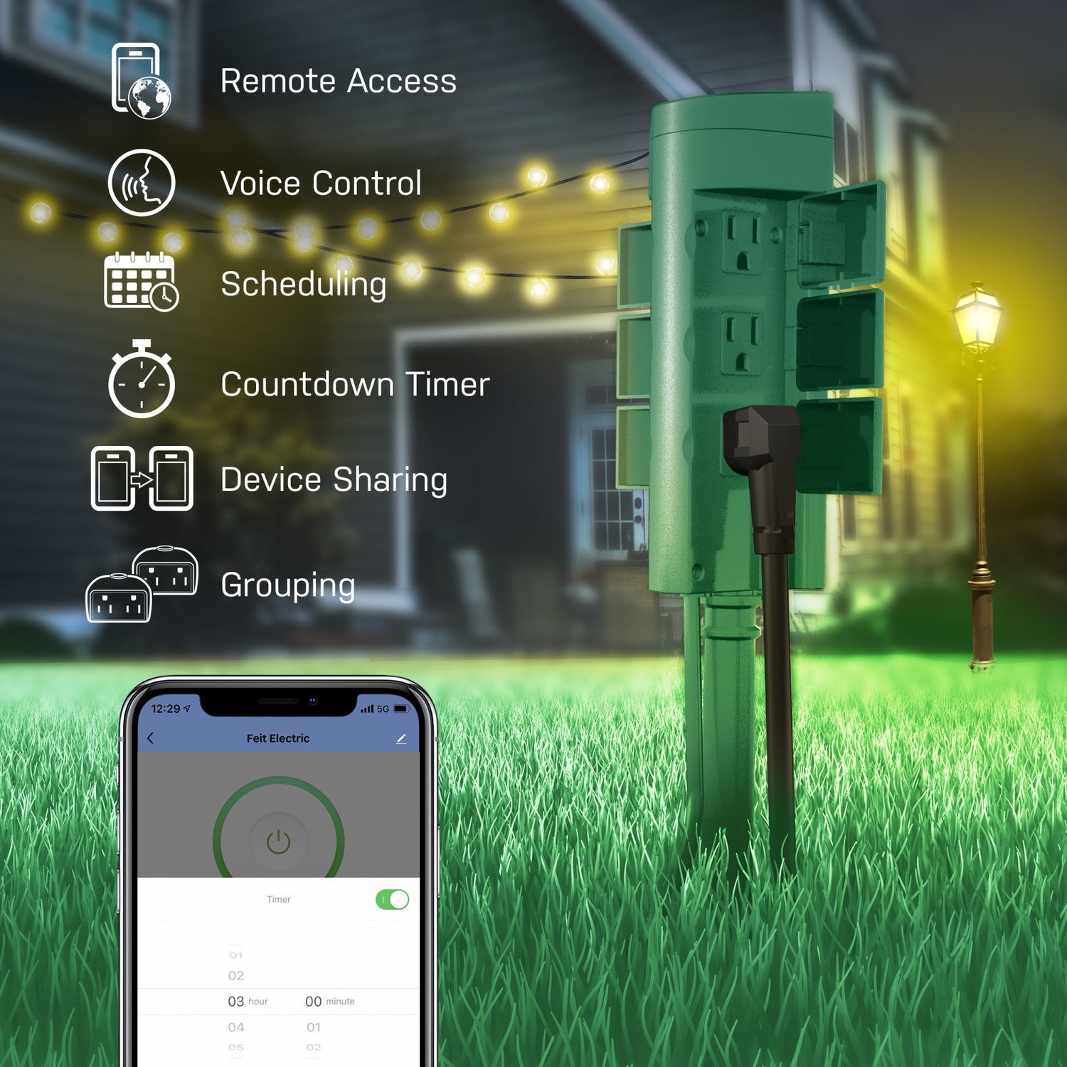 Six Outlet Outdoor Stake Wi-Fi Smart Plug