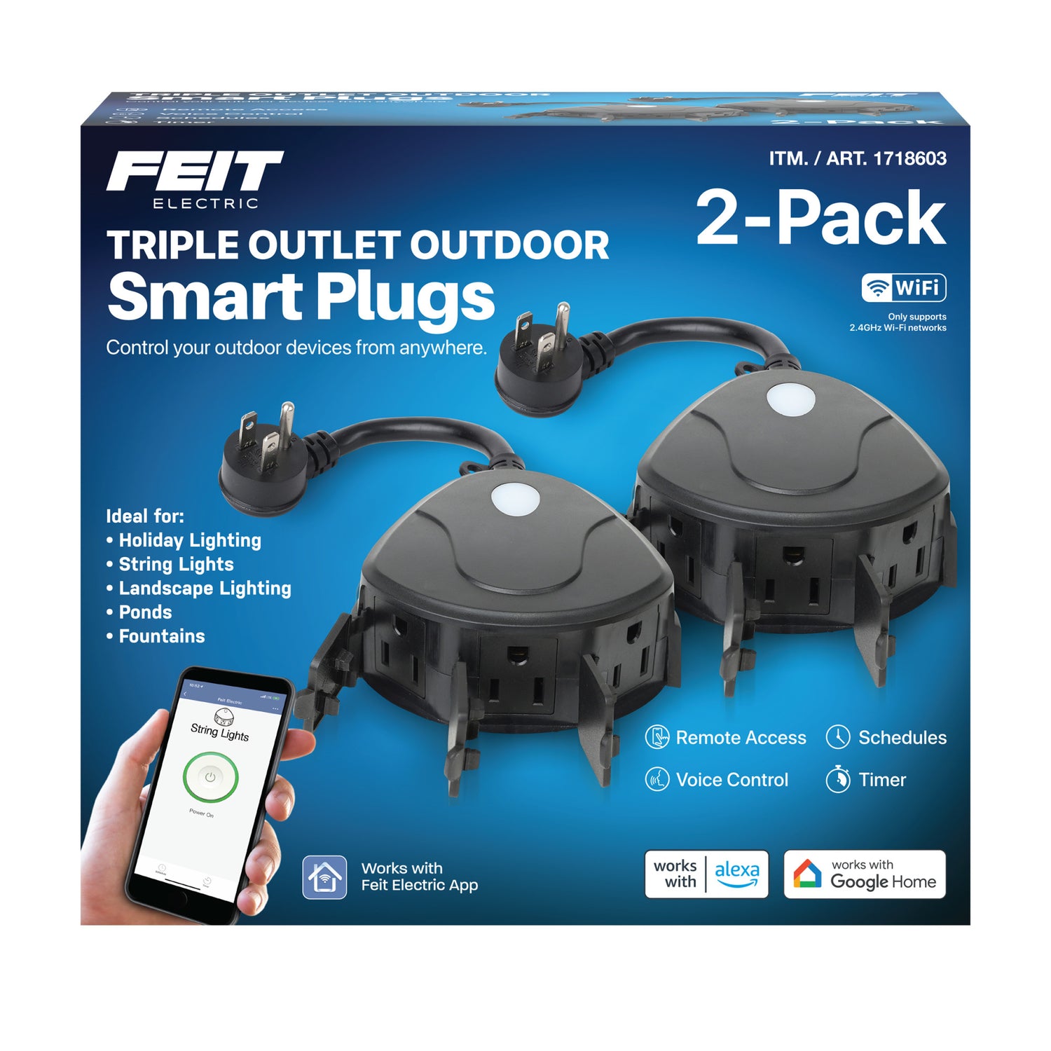 3 Outlet Smart Outdoor Plug (2-Pack)