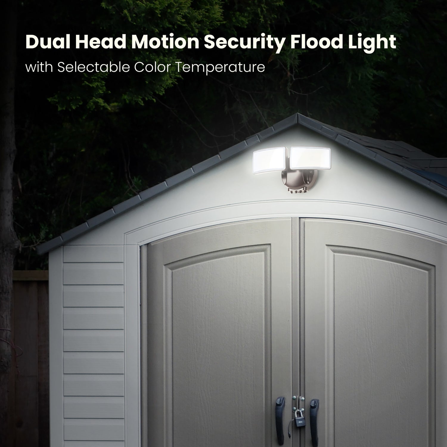 50W 5000L Selectable Color Dual Head LED Motion Security Flood Light, Bronze