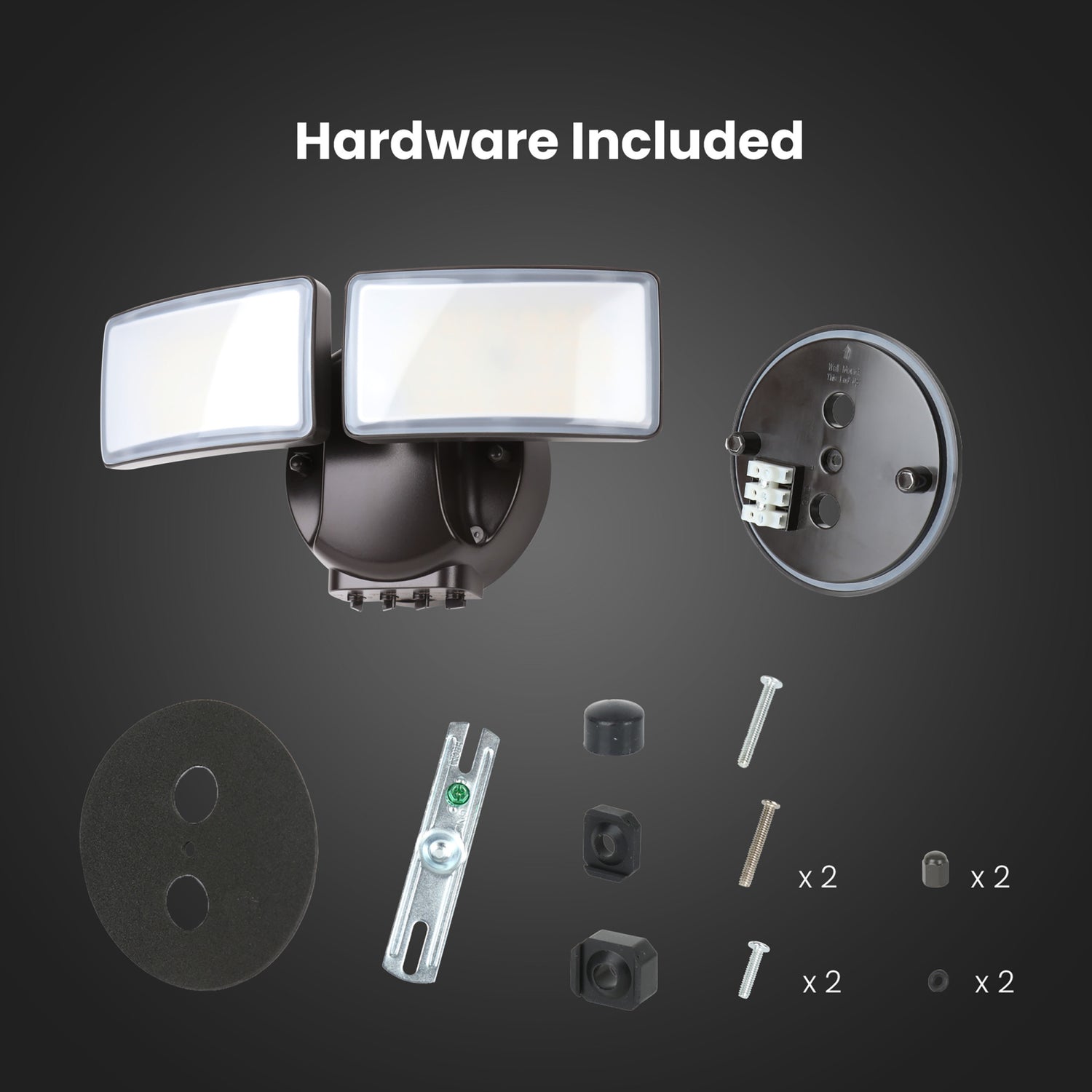 50W 5000L Selectable Color Dual Head LED Motion Security Flood Light, Bronze
