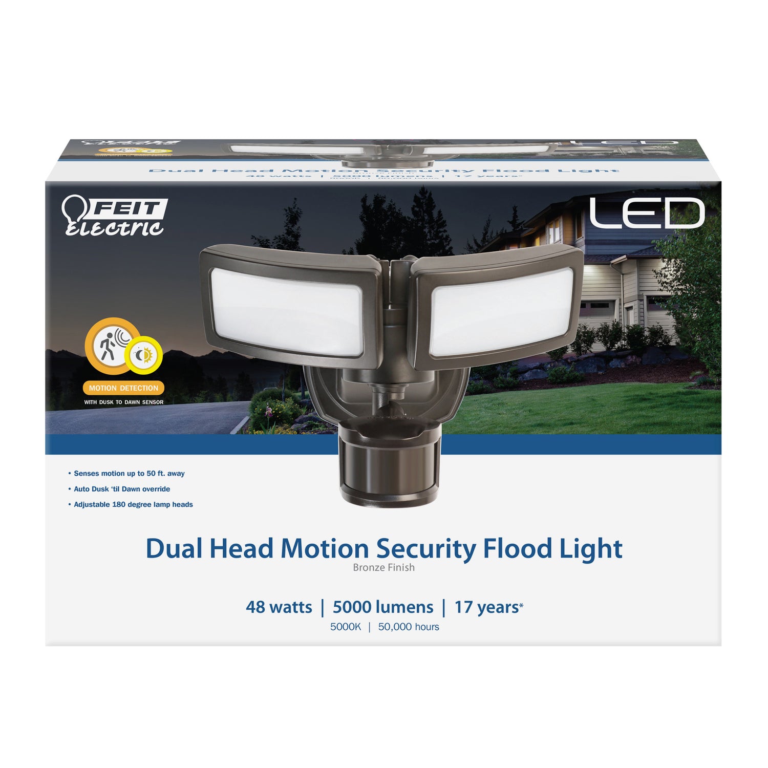 10.5 in. Bronze LED Flood Light with Motion Sensor