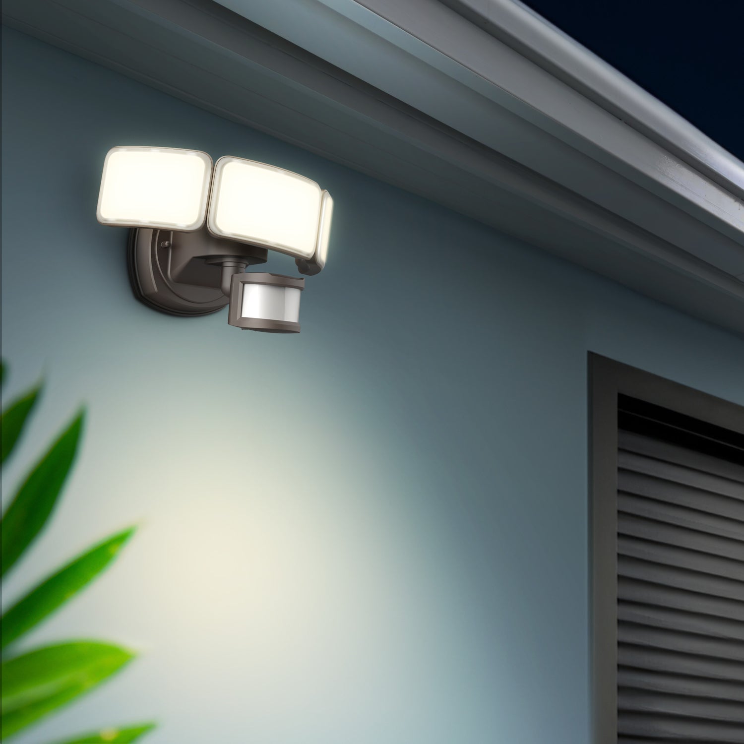 46W Daylight (5000K) Bronze Triple Head Dusk to Dawn Motion Sensor LED Flood Light