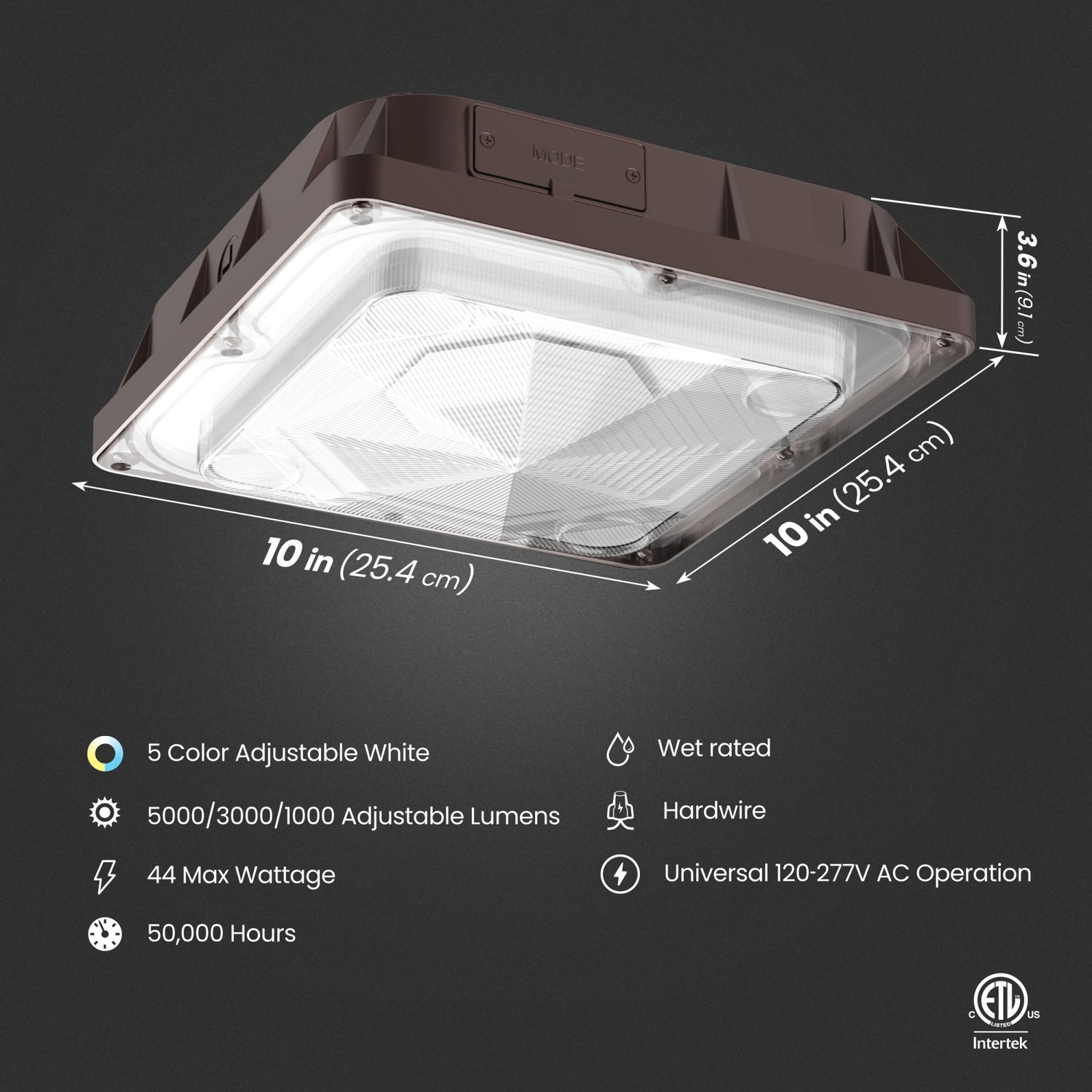 4000 Lumens Adjustable White LED Outdoor Canopy Light