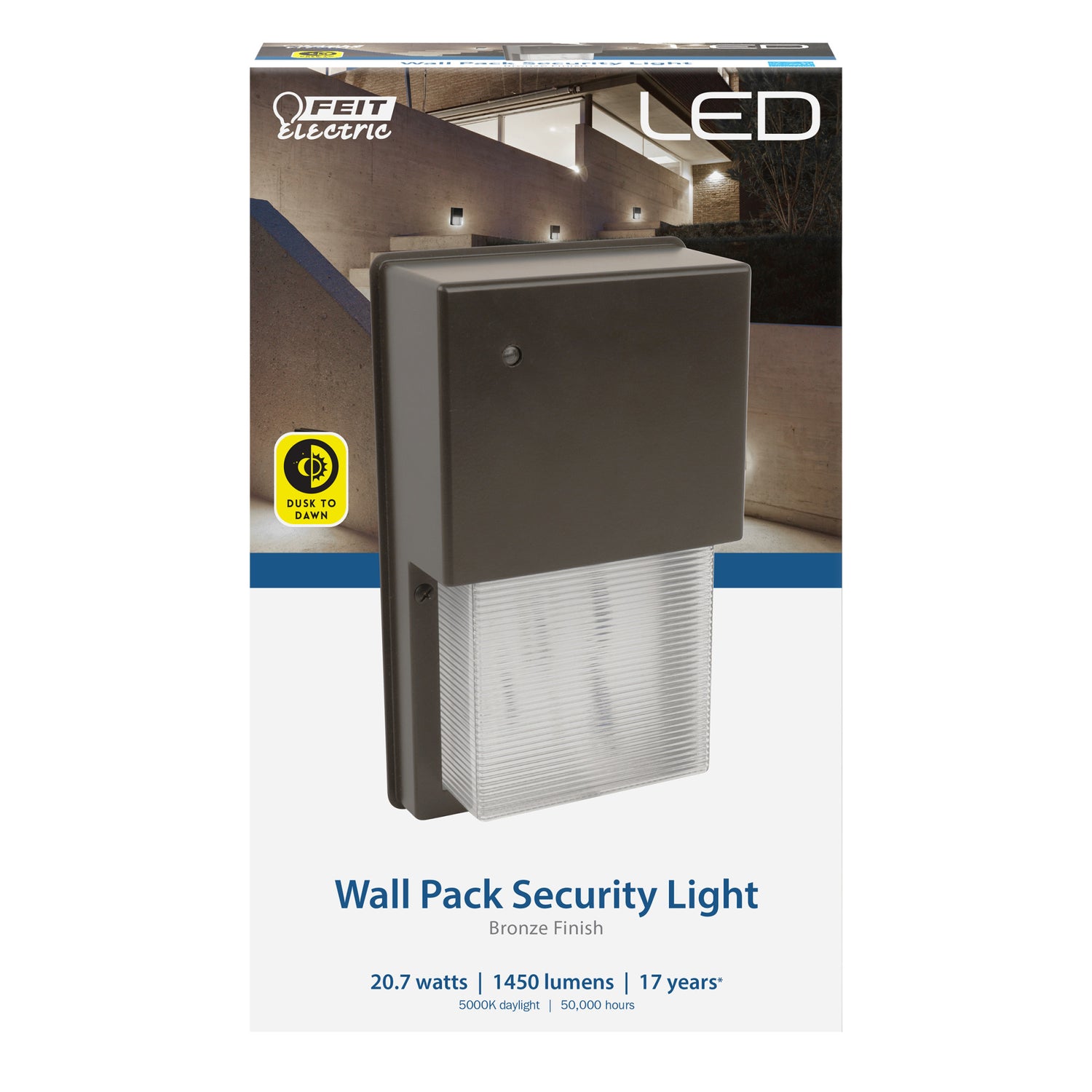 10 in. 20.7W Daylight (5000K) Bronze LED Wall Pack Security Light