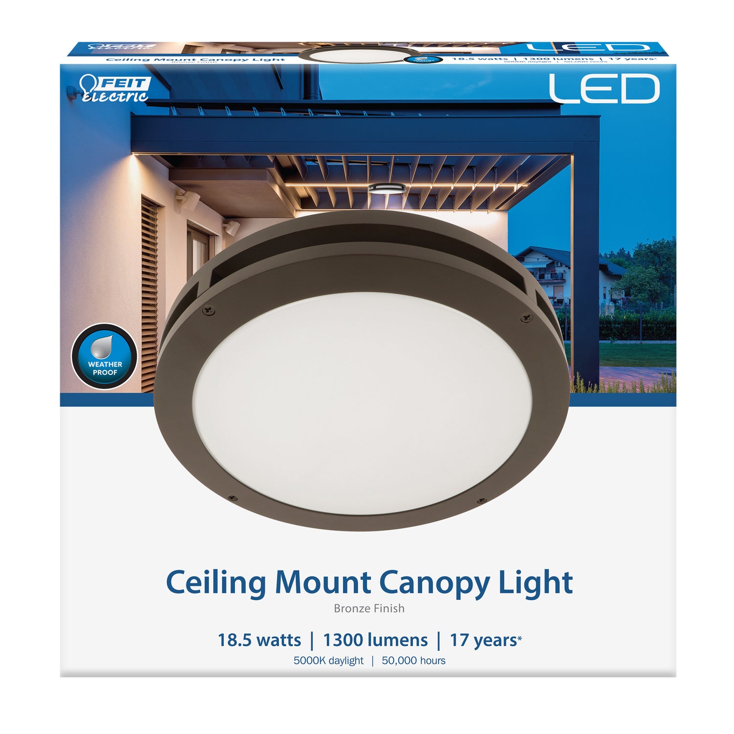 1300 Lumens 5000K Ceiling Mount Canopy Light