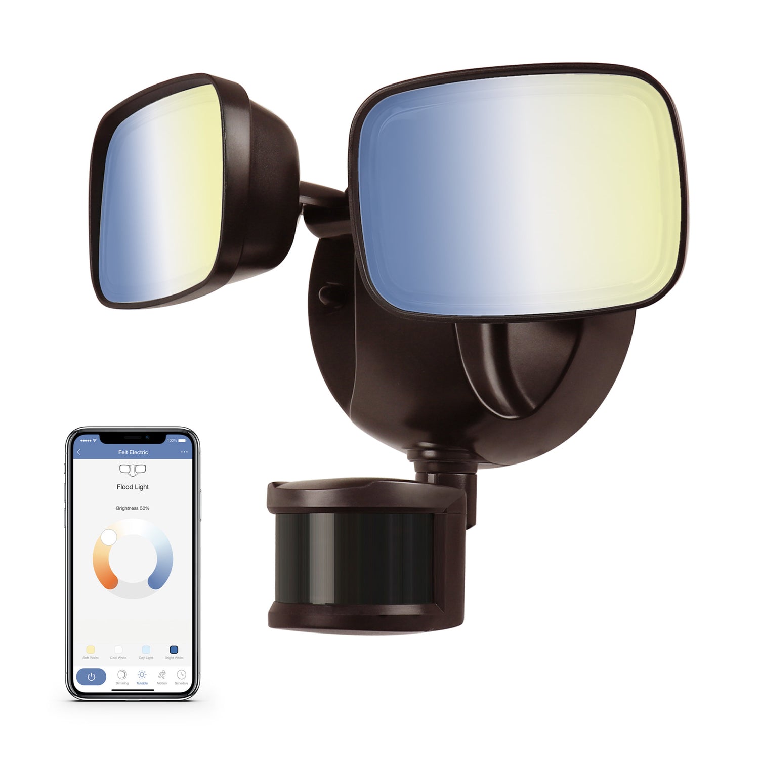 9 in. Color Selectable Alexa Google Smart Bronze Flood Light