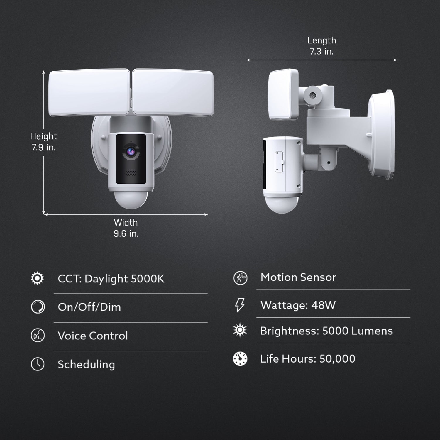 LED Smart Security Flood Lights With Camera