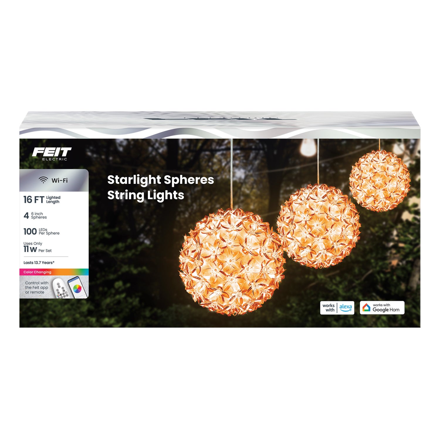 16 ft. 4-Light Smart Starlight Sphere String Light