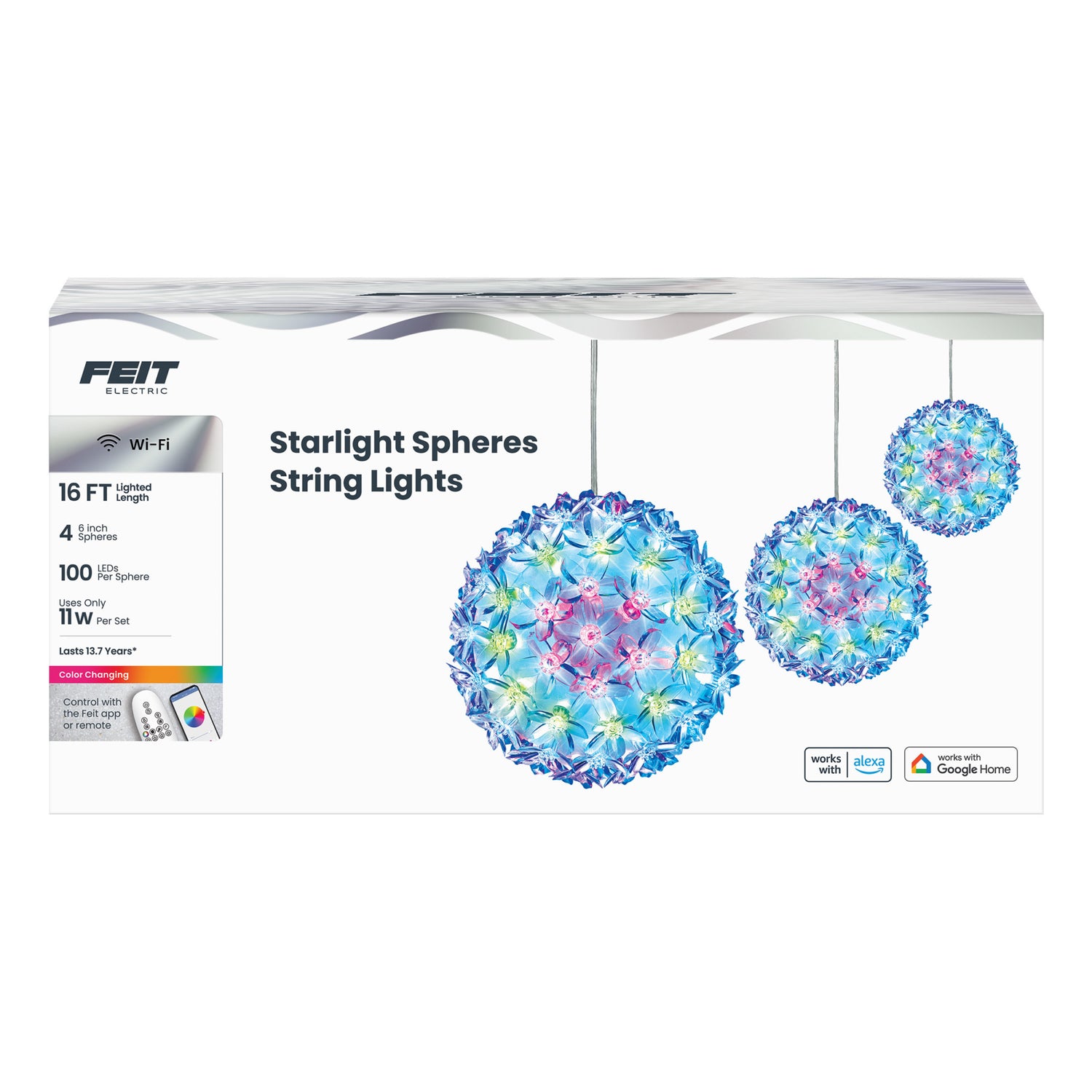 16 ft. 4-Light Smart Starlight Sphere String Light