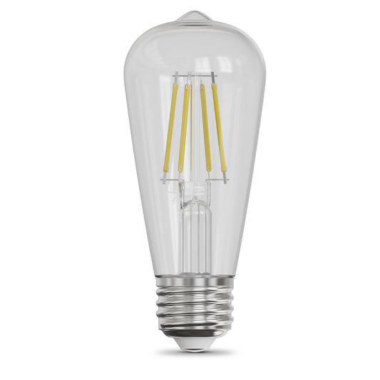 5.5W (60W Replacement) ST15 E26 Dimmable Straight Filament Clear Glass Vintage Edison LED Light Bulb, Soft White (2-Pack)