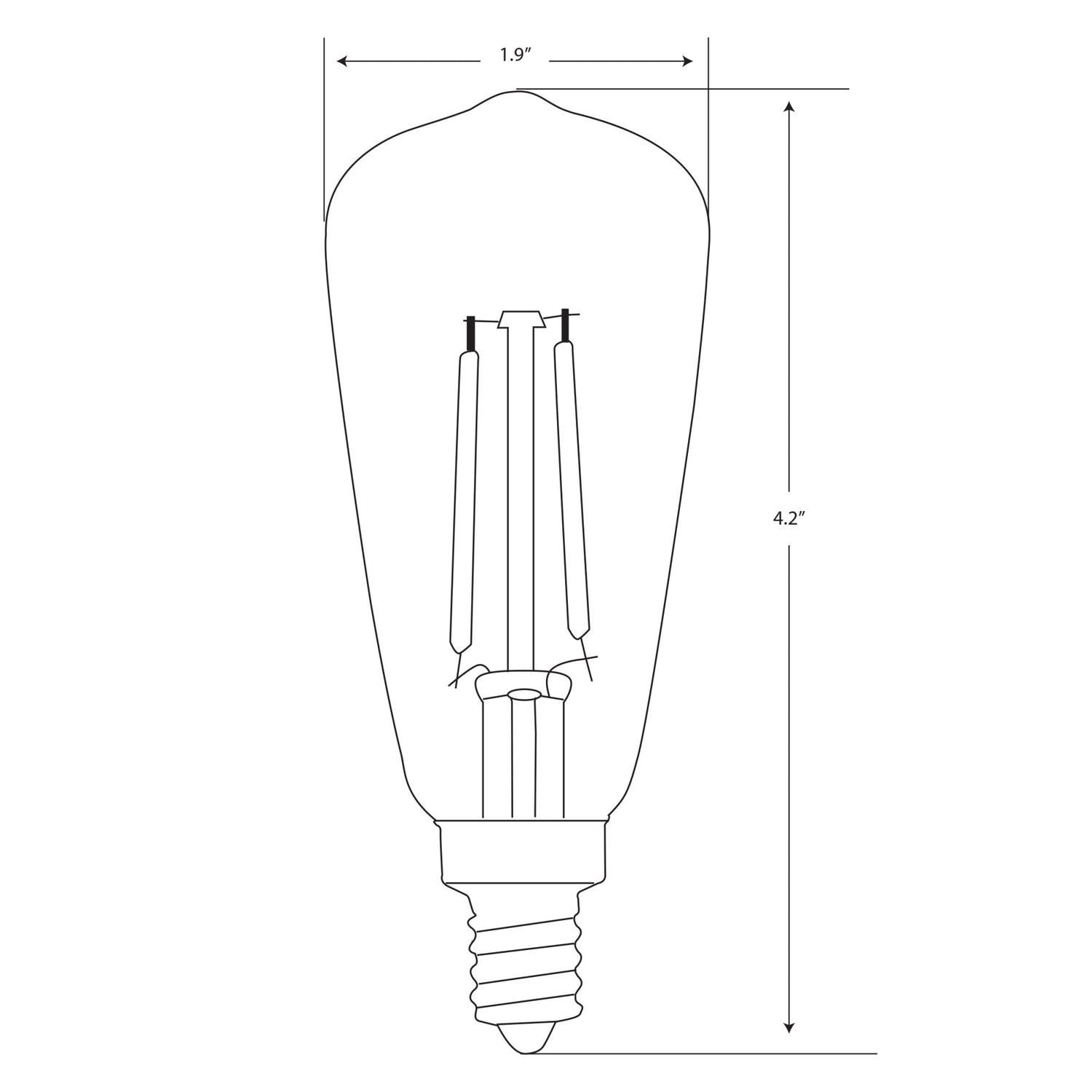 3.5W (25W Replacement) ST15C E12 Dimmable Straight Filament Amber Glass Vintage Edison LED Light Bulb, Soft White