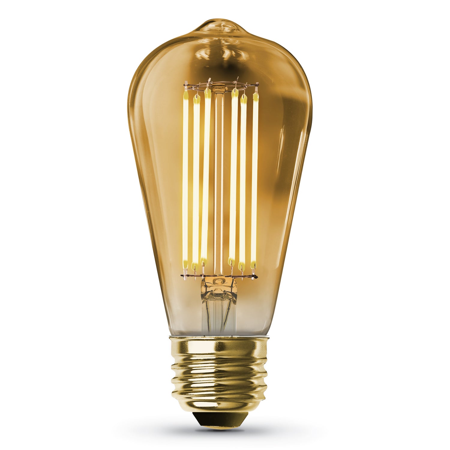 15W (100W Replacement) ST19 E26 Dimmable Straight Filament Amber Glass Vintage Edison LED Light Bulb, Warm Light